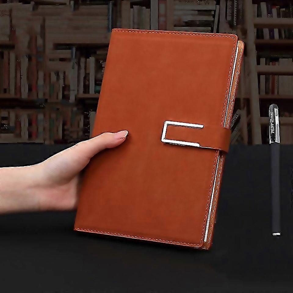 For Notebook Business Retro Simple Notebook Office Notepad A5 Sheepskin Buckle Brown