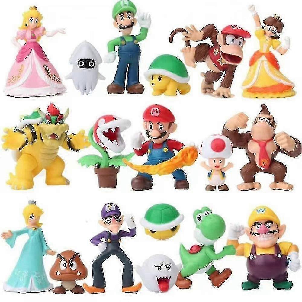 18pcs Super Mario Bros Action Figures Toys Set, Game Collectible Model 26s