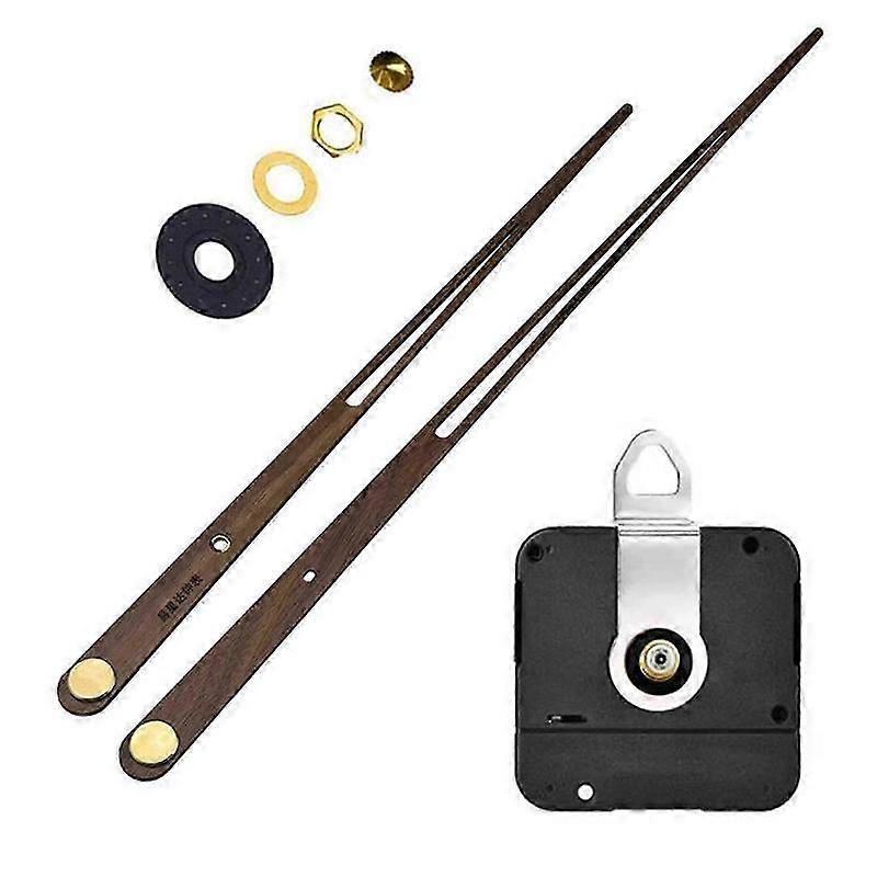 Wall clock movement for quartz clock with walnut wood and long hands