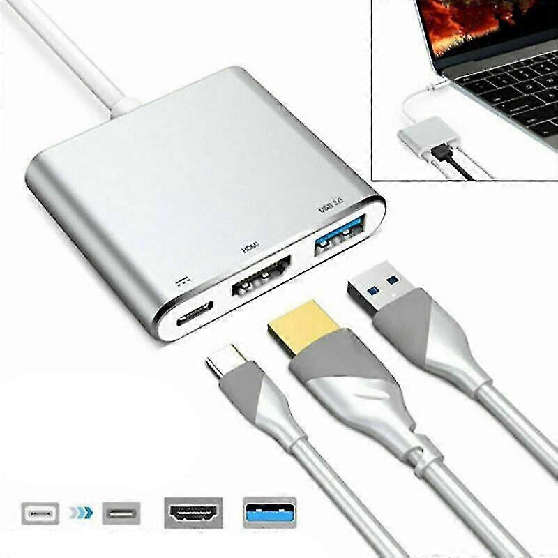 Type-c Usb 3.1 To Usb-c 4k Hdmi Usb 3.0 Adapter Cable 3 In 1 Hub For Macbook