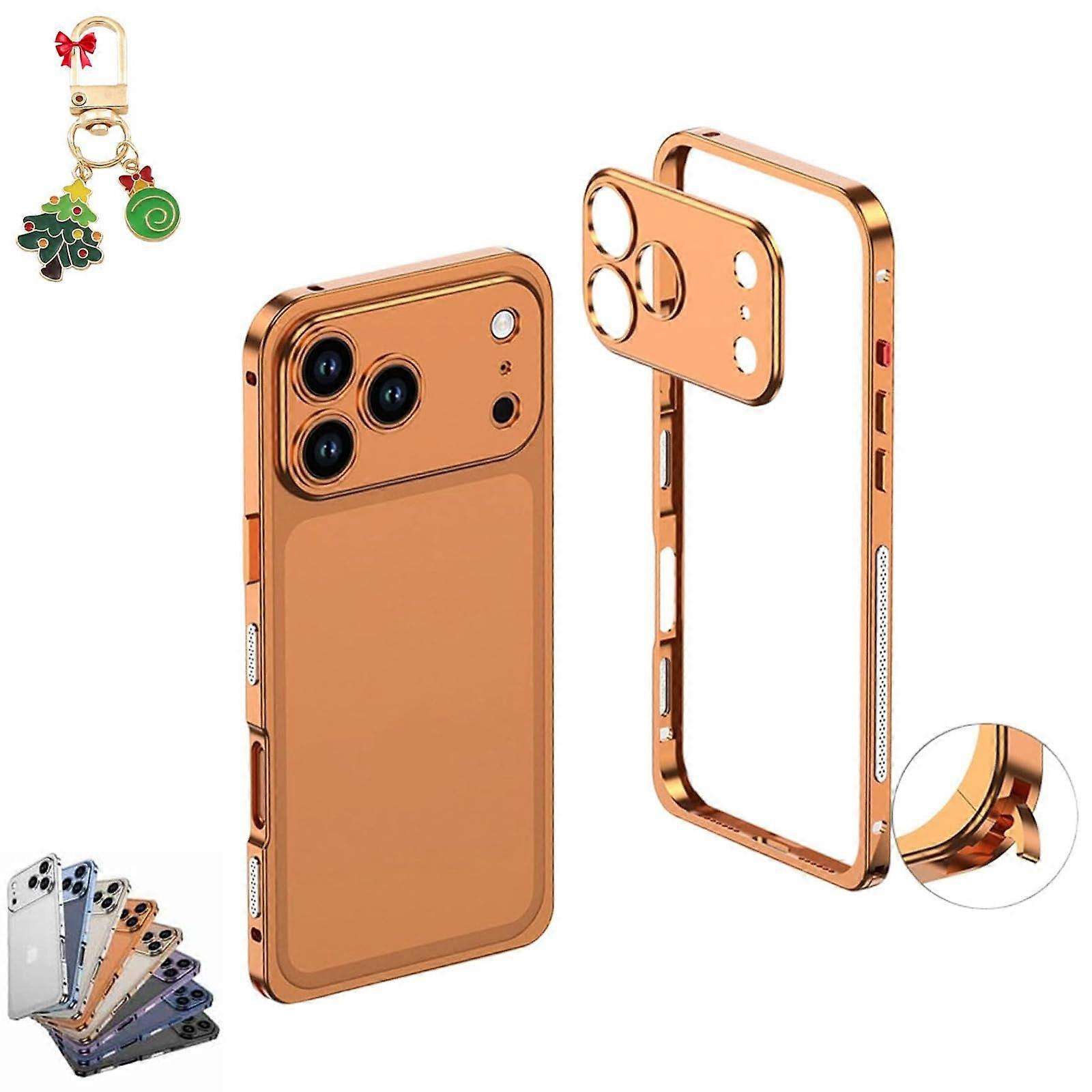 Pro Metal Case UltraThin Frame Heat Dissipation Lens Protector 17/16/15/14 Pro Max Shockproof Shell Orange