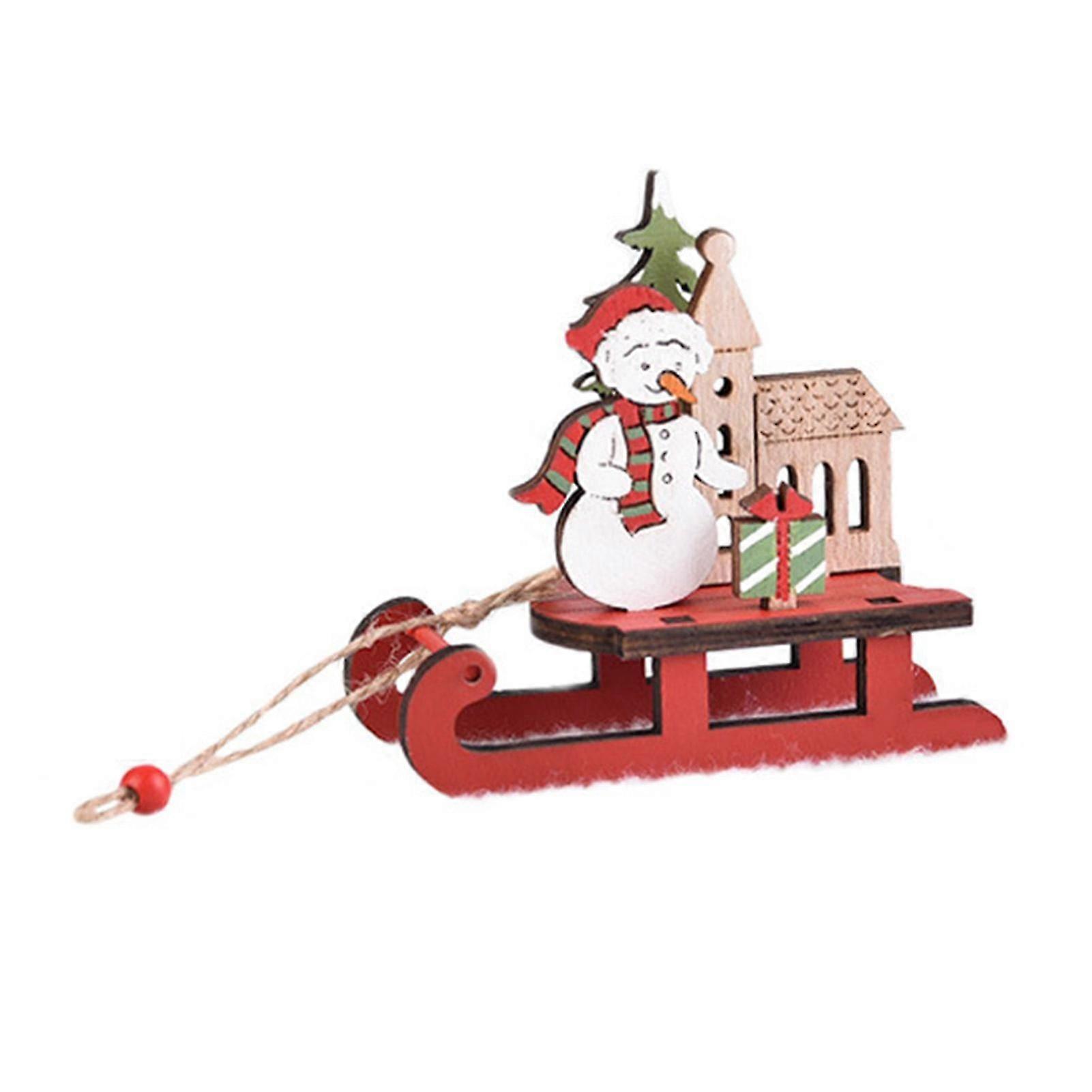 Christmas Sleigh Miniature Ornament 3d Detachable Rustic Tabletop Sled Crafts For Mantel Door Bookshelf