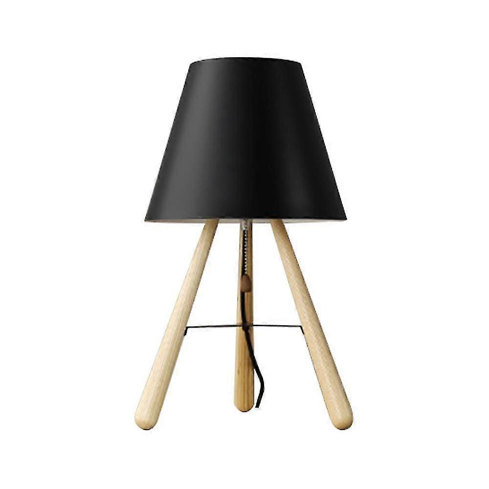 28CM Solid Wood Floor Lamp 220V E27 Black Table Lamp Without Bulb