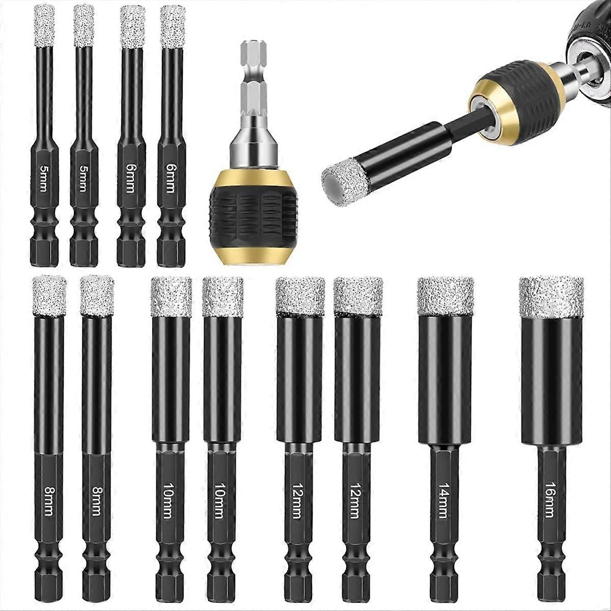 12Pcs Dry Diamond Hole Saw with Quick Change Drill Bit Holder