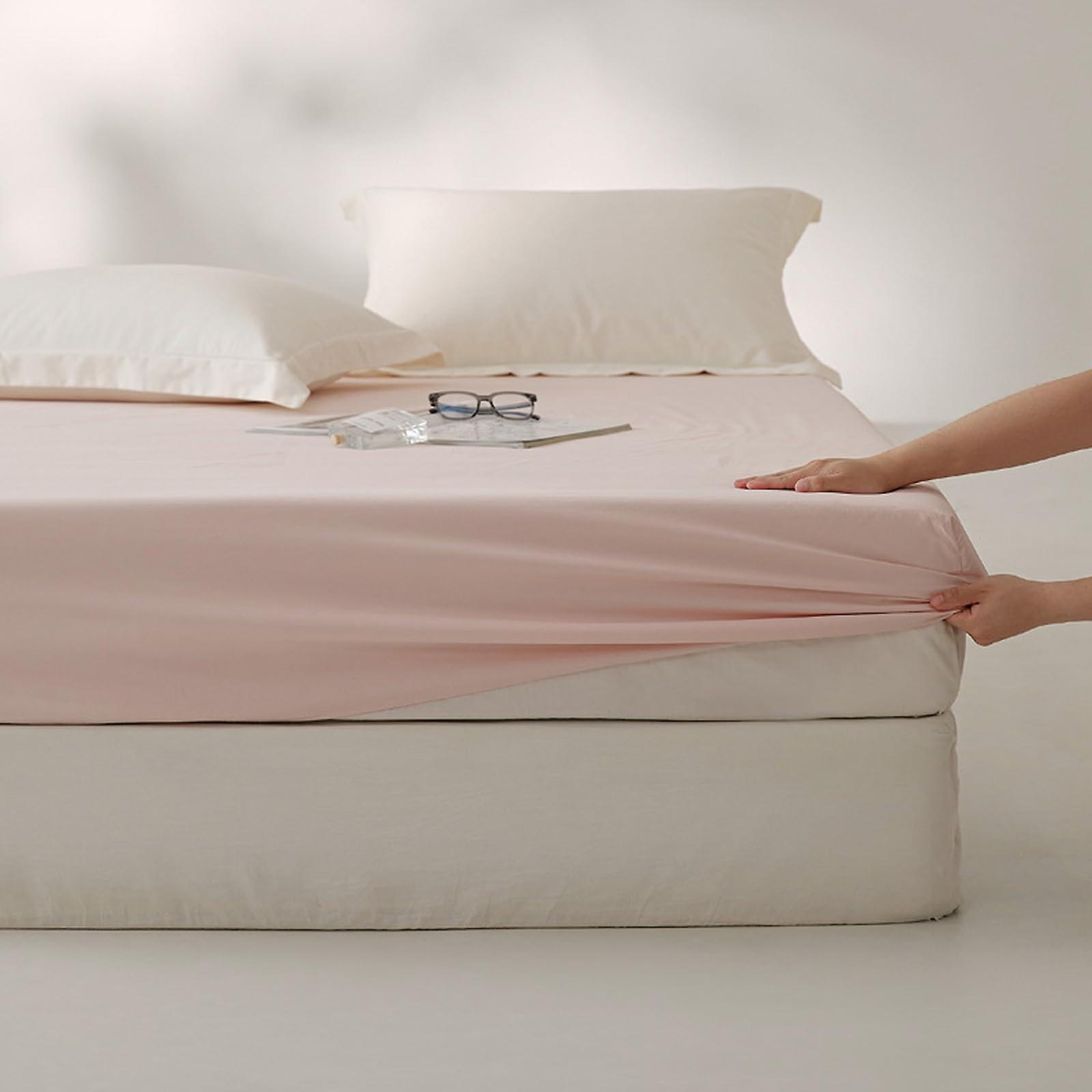 Fitted Bed Sheets 150x200 Light Pink, Combed Cotton Jersey Stretch, Deep Corner Up To 25cm