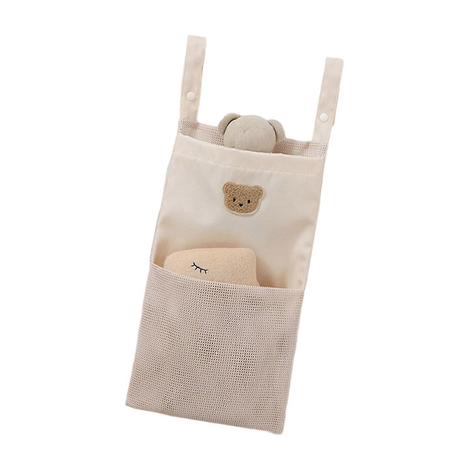 Lightweight Baby Crib Organizer Bag with Strong Hook Multiple Compartment Design Travel Friendly Bag for Diapers Bottles  Ivory