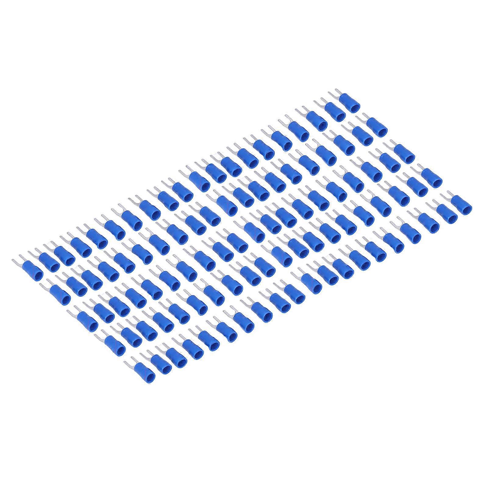 100Pcs Fork Terminal Insulated 16‑14AWG Wire Crimp Connector Set Kit for Equipment