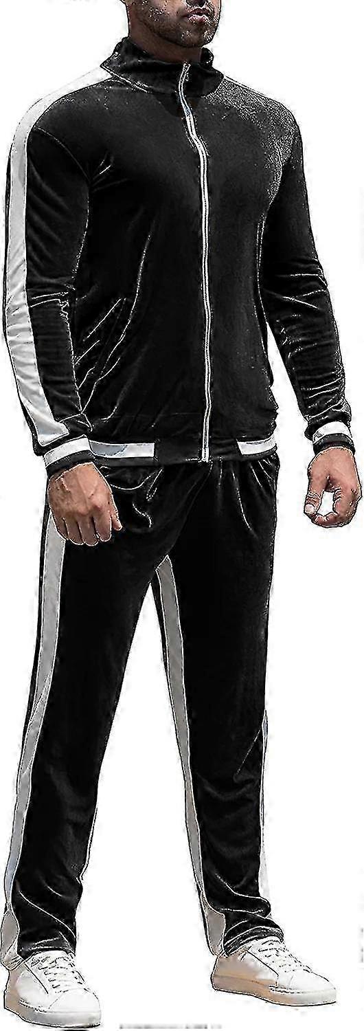 Conjunto de Jaqueta e Calças de Veludo para Homens com Zíper Confortável