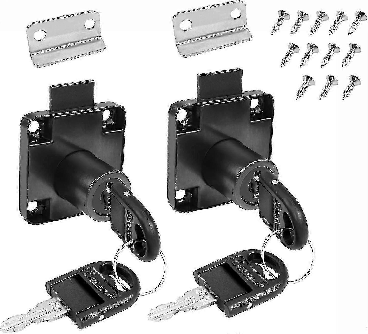 2 Packs Drawer Lock with Keys,Cabinet Lock File Cabinet Lock for Drawer Cabinet Wardrobe Office Desk Letter Box (Black)