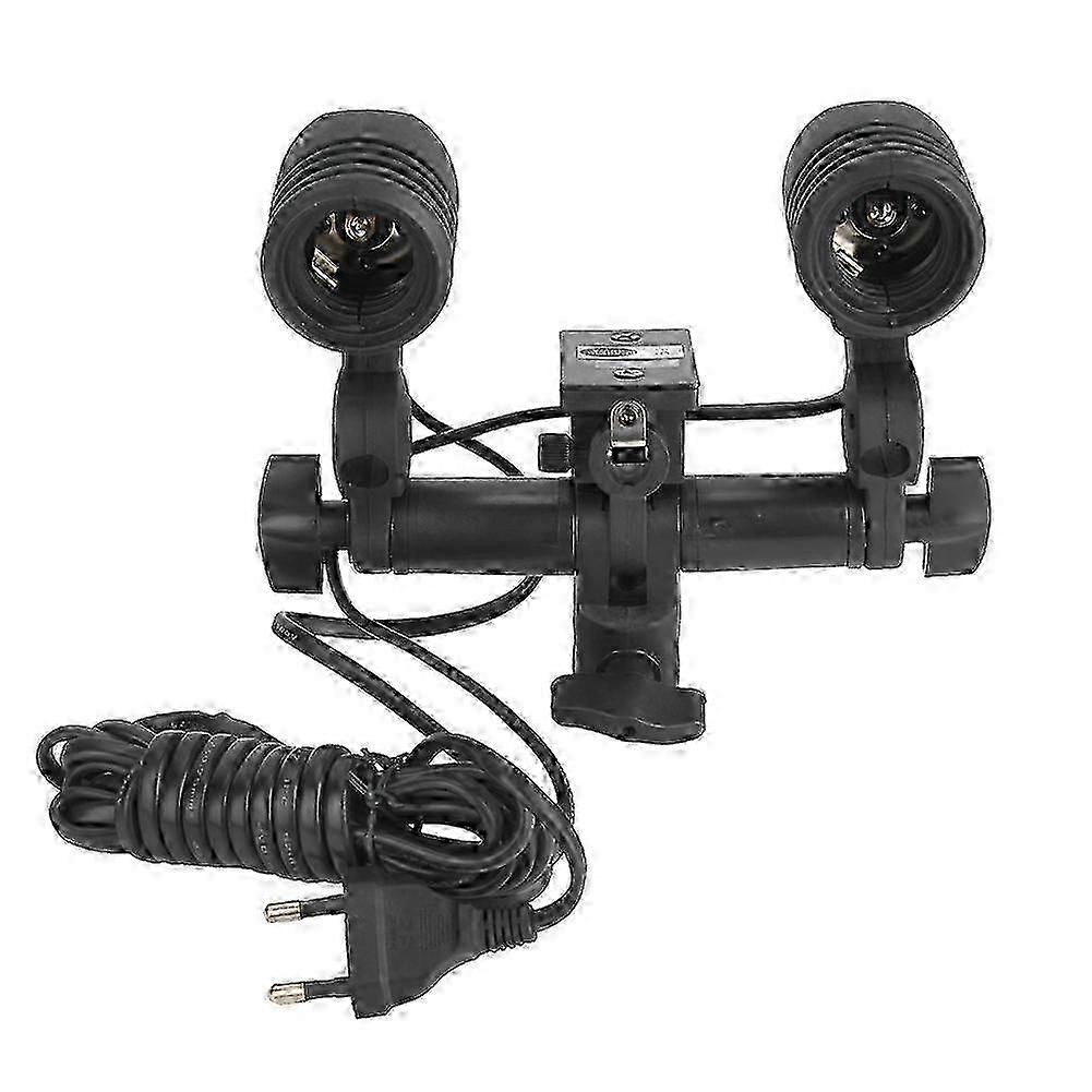 Dual E27 Bulb Holder for Photography Studio Flash Lamp Bracket (EU Plug 100-240V)