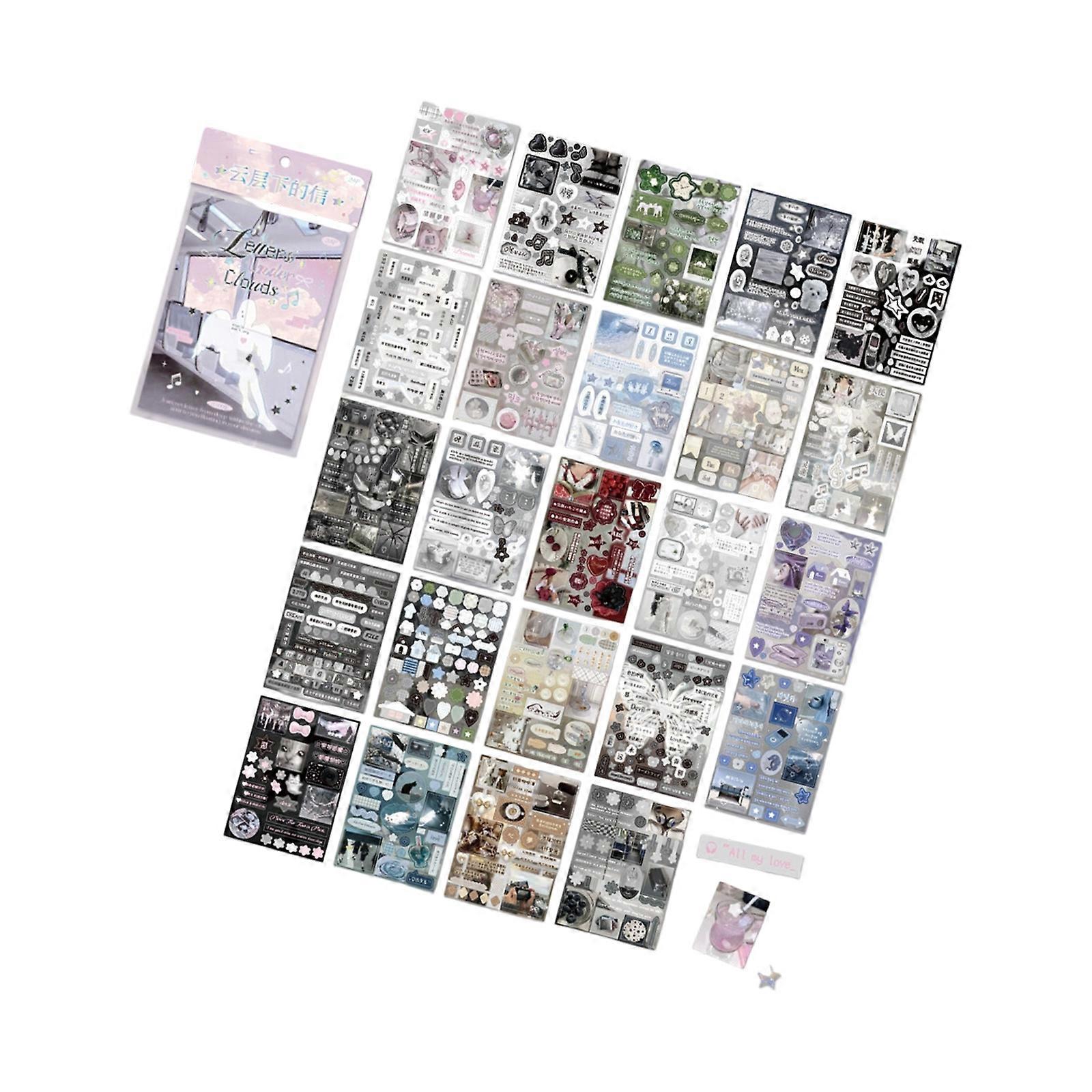 Korean Style Scrapbook Sticker Precisely Cut PET Sheets With Glittering Sand Flow Pattern Sticker Multicolor
