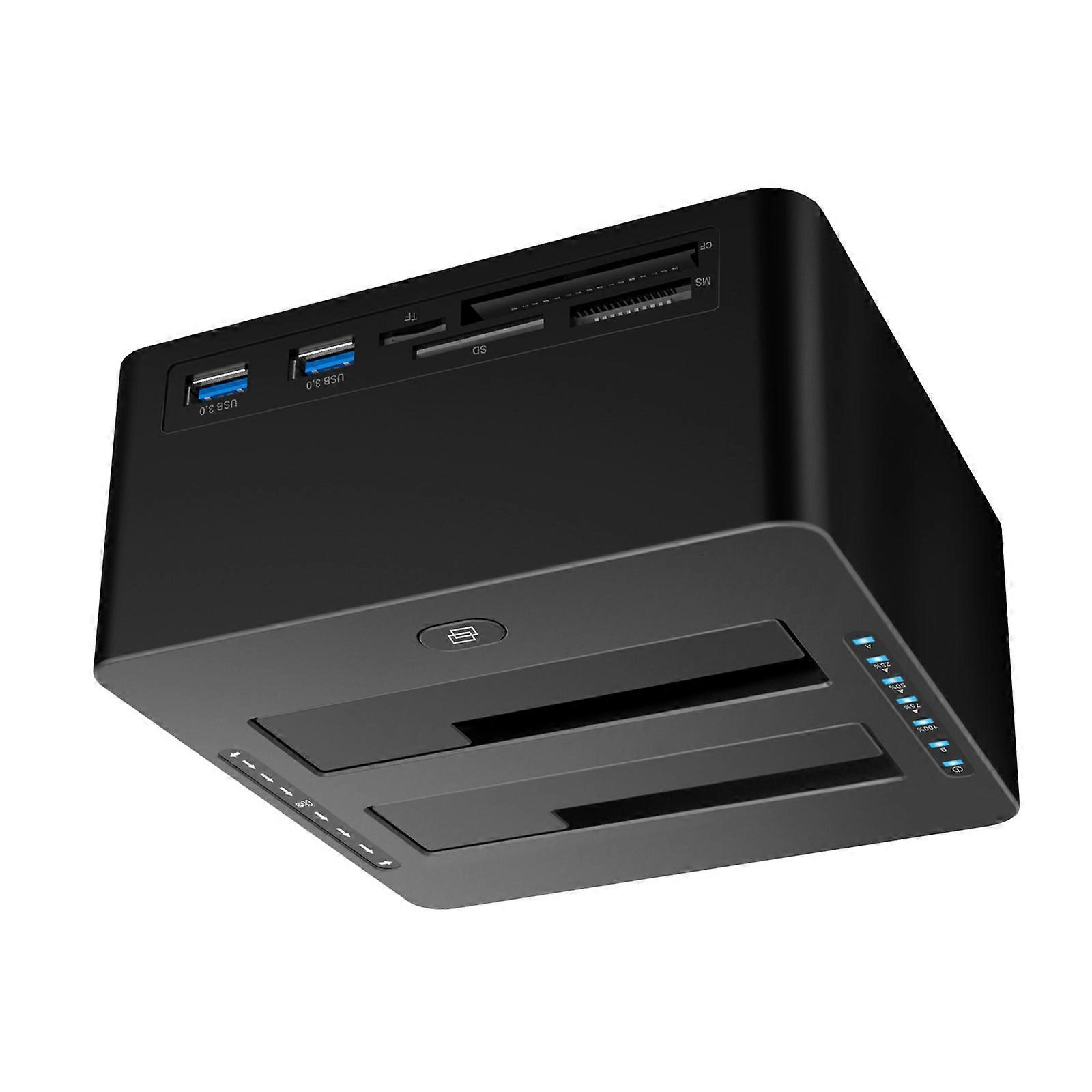 Double Bay USB3.0 Hard Drive Docking Station External 2.5inch/3.5inch SSDs Docking Station With Card Reader Multicolor