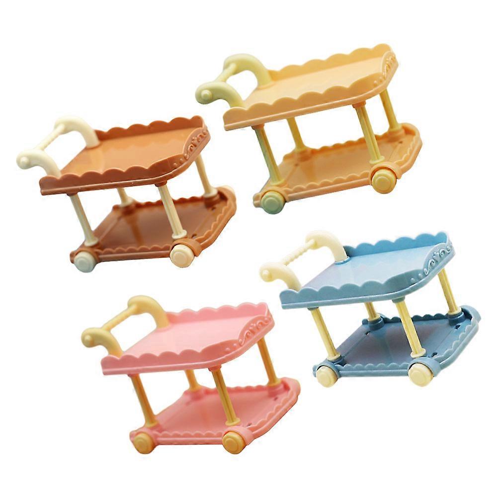 Realistic Design Mini Food Cart 4Pcs Simulation Adornment Perfect For Miniature Landscape Enthusiasts