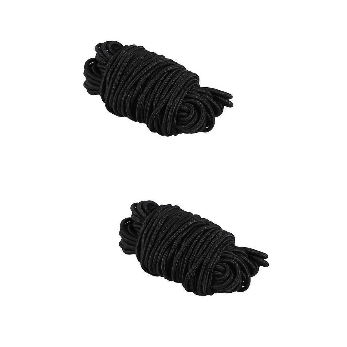 2 PC Black Dangle Earrings Elastic Band Shock Cord Rope Sewing Stretch Polyester