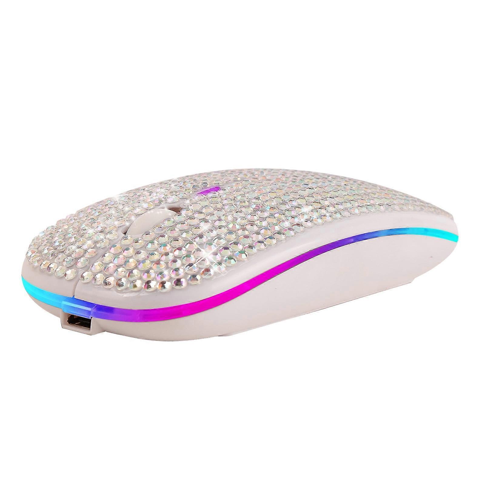 Quinlirra Bluetooth Mouse, Bling Dazzling 2.4GHz Rechargeable Wireless Mouse Slim with USB Receiver, Compatible with Notebook, PC, Laptop, Computer,