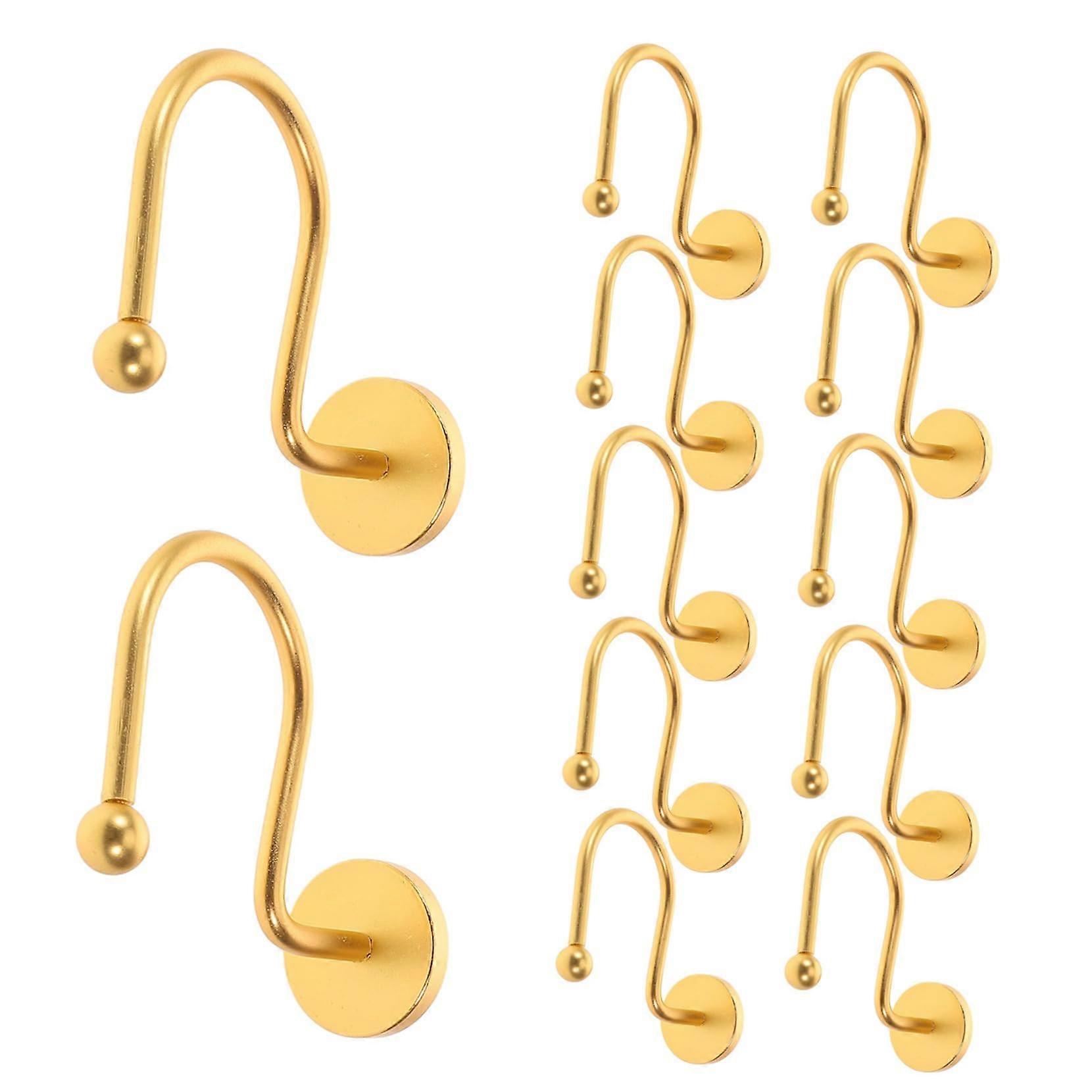 12pcs Metal Shower Curtain Hooks with Round Button Design for Easy Bathroom Installation