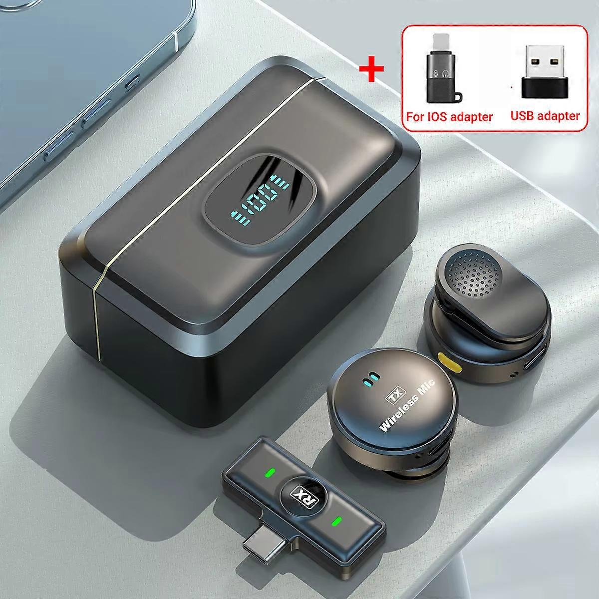 Magnetic Lapel Microphone Wireless Lavalier Microphone Noise Cancellation Audio Video Recording Mic for Smartphone Streaming