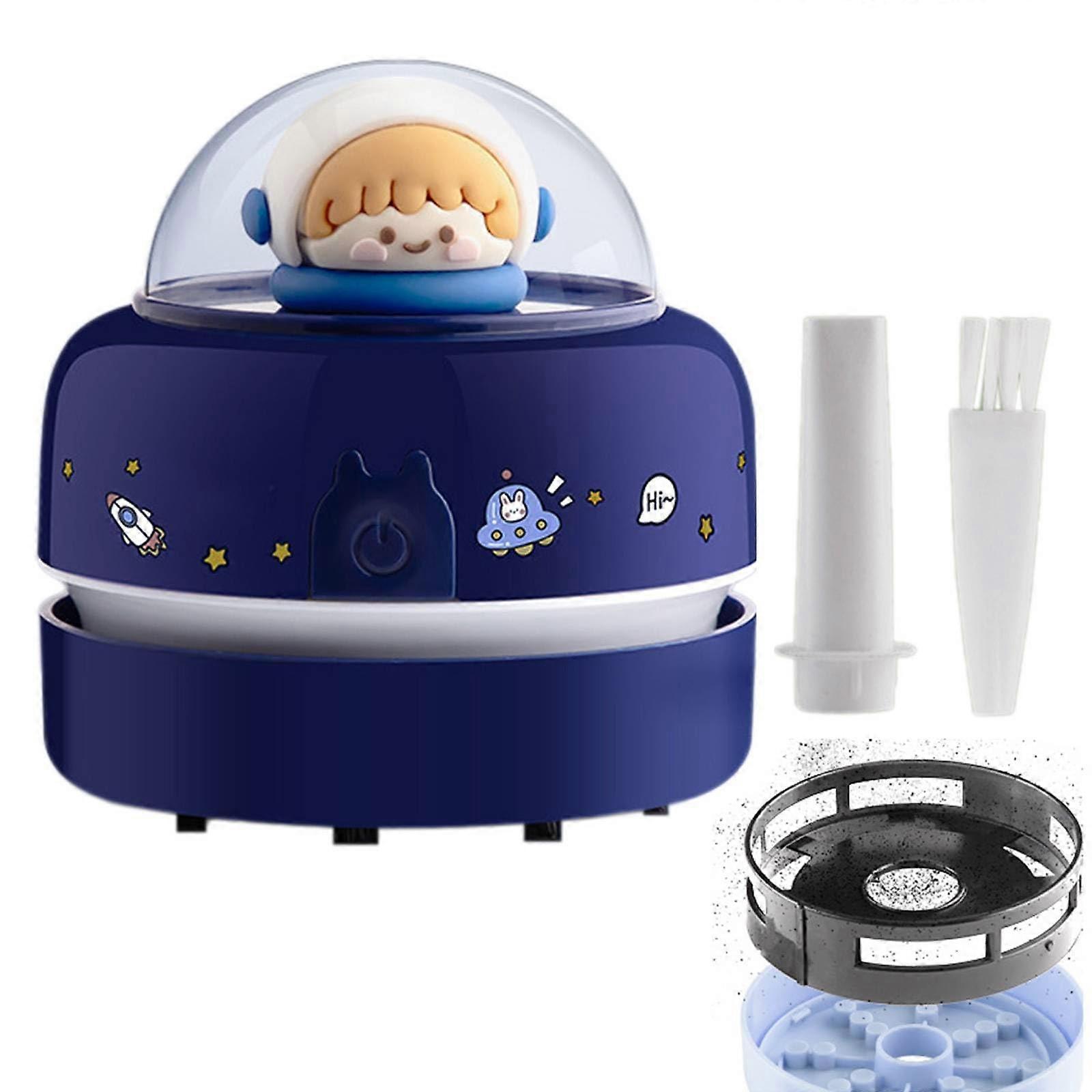 Mini Desk Vacuum Cleaner Portable Handheld Duster for Desktop Keyboard and Diamond Art (Blue)