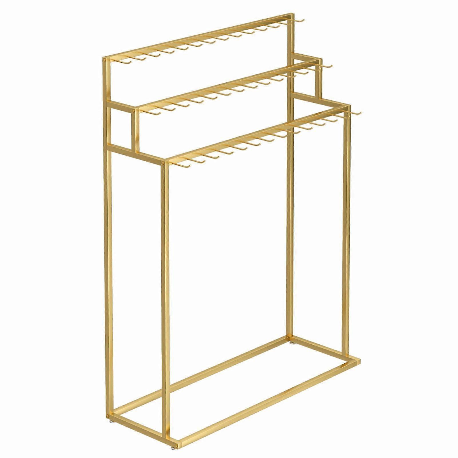 Belt Display Rack WallMounted 3Layer Scarf Holder Purse Shelf Hooks For Ties Scarves Shawls Gold Finish For Men