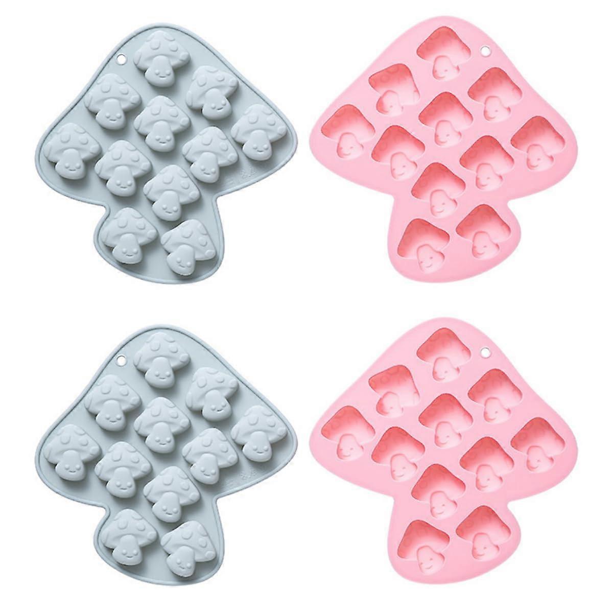 Silicone Cake Moulds Set of 4 Mushroom Shape Baking Tools for Fudge Chocolate Desserts Blue
