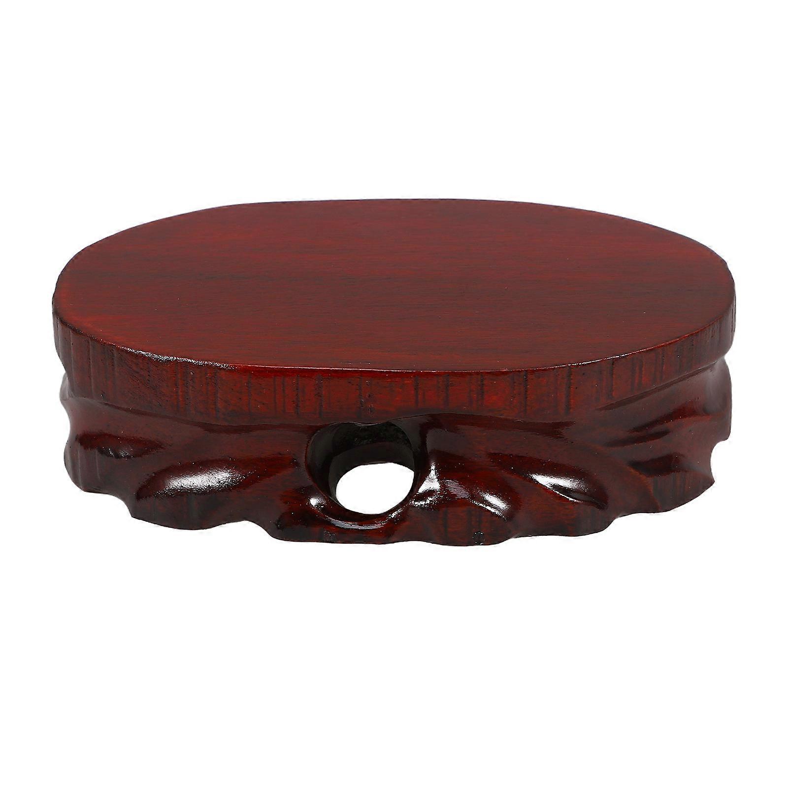 Display Base For Vase Dark Red Wooden Craft Display Pedestal For Bonsai Elegant Home Decor 1Pack