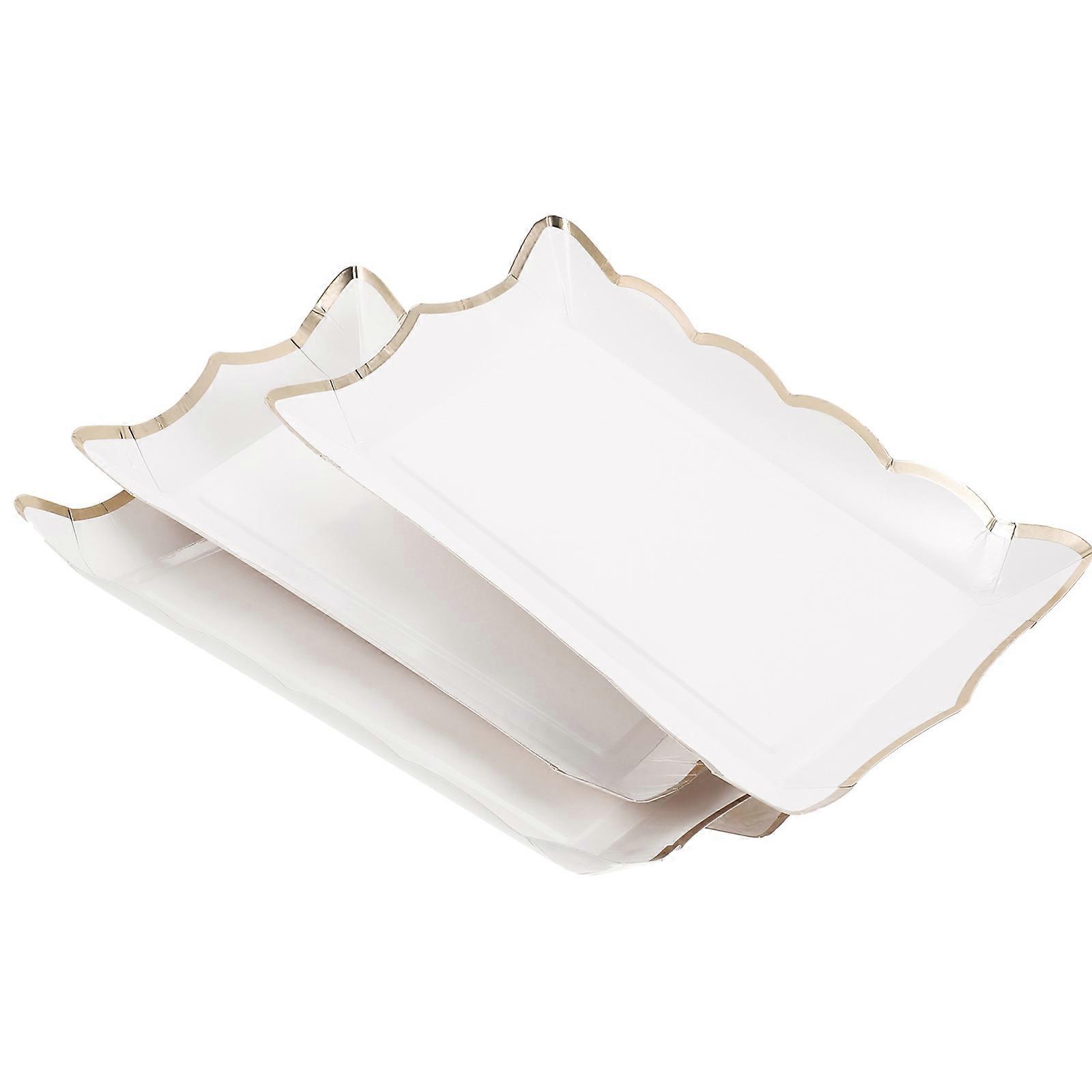 Food Serving Rectangle Paper Platters For Celebrations 11.4X6.29X1.18in Stylish Design 12Pcs