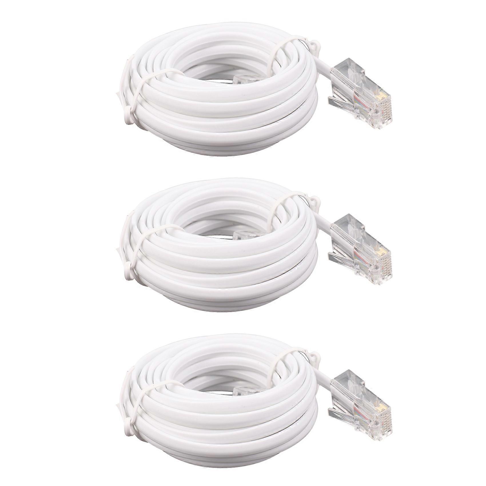 3X RJ11 6P4C to RJ45 8P4C Modular Phone Internet Extension Cable 3 Meter