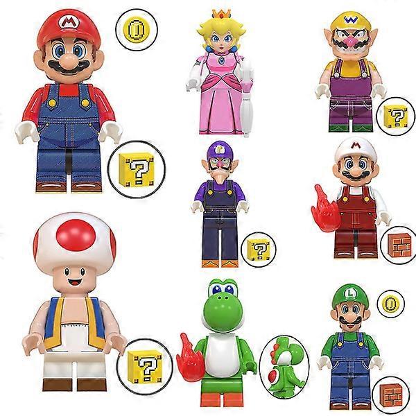 8-pack Super Mario Minifigure Building Blocks Toy Figures