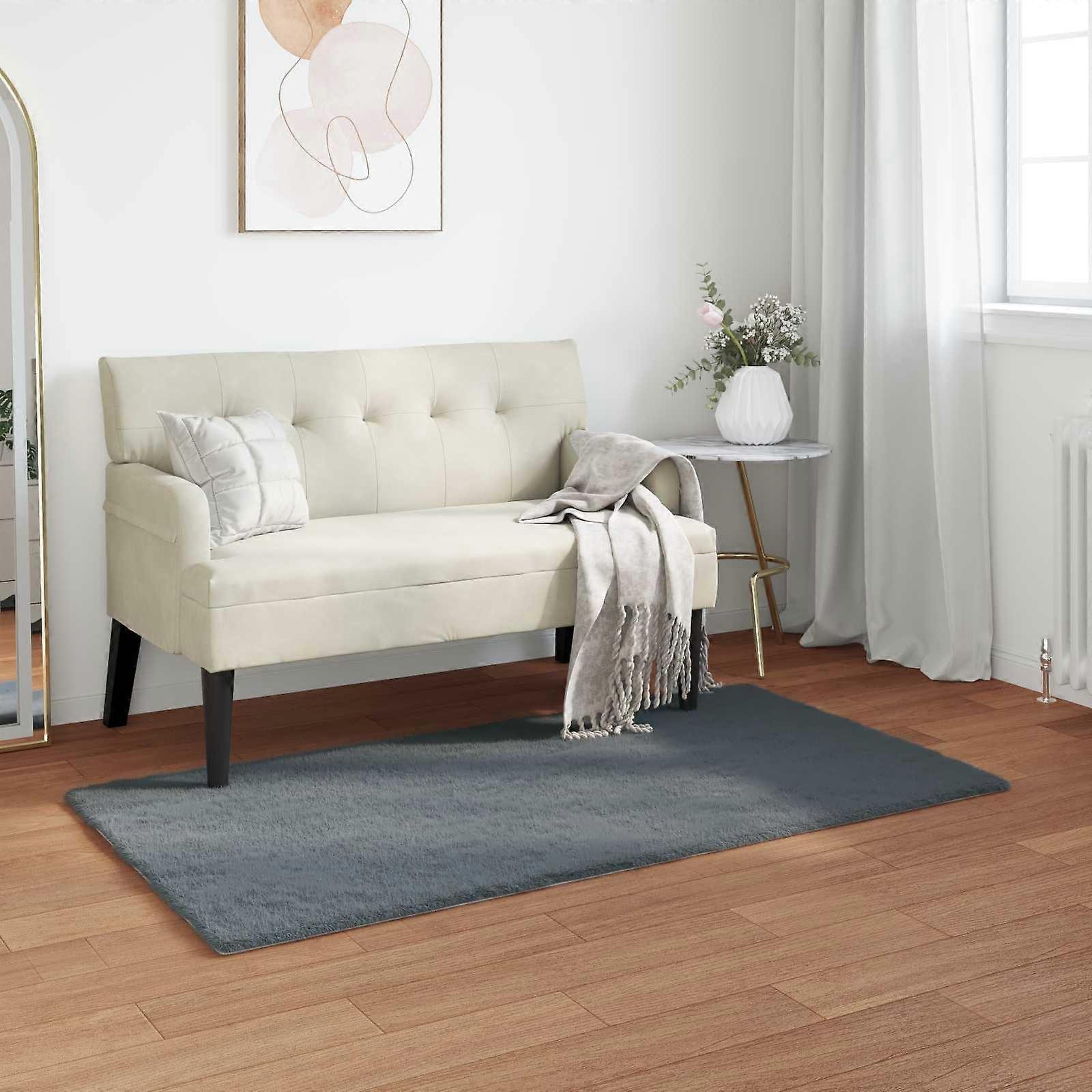 Kunstfell Hasen Teppich Olite Anthrazit 80 x 150 cm Polyester