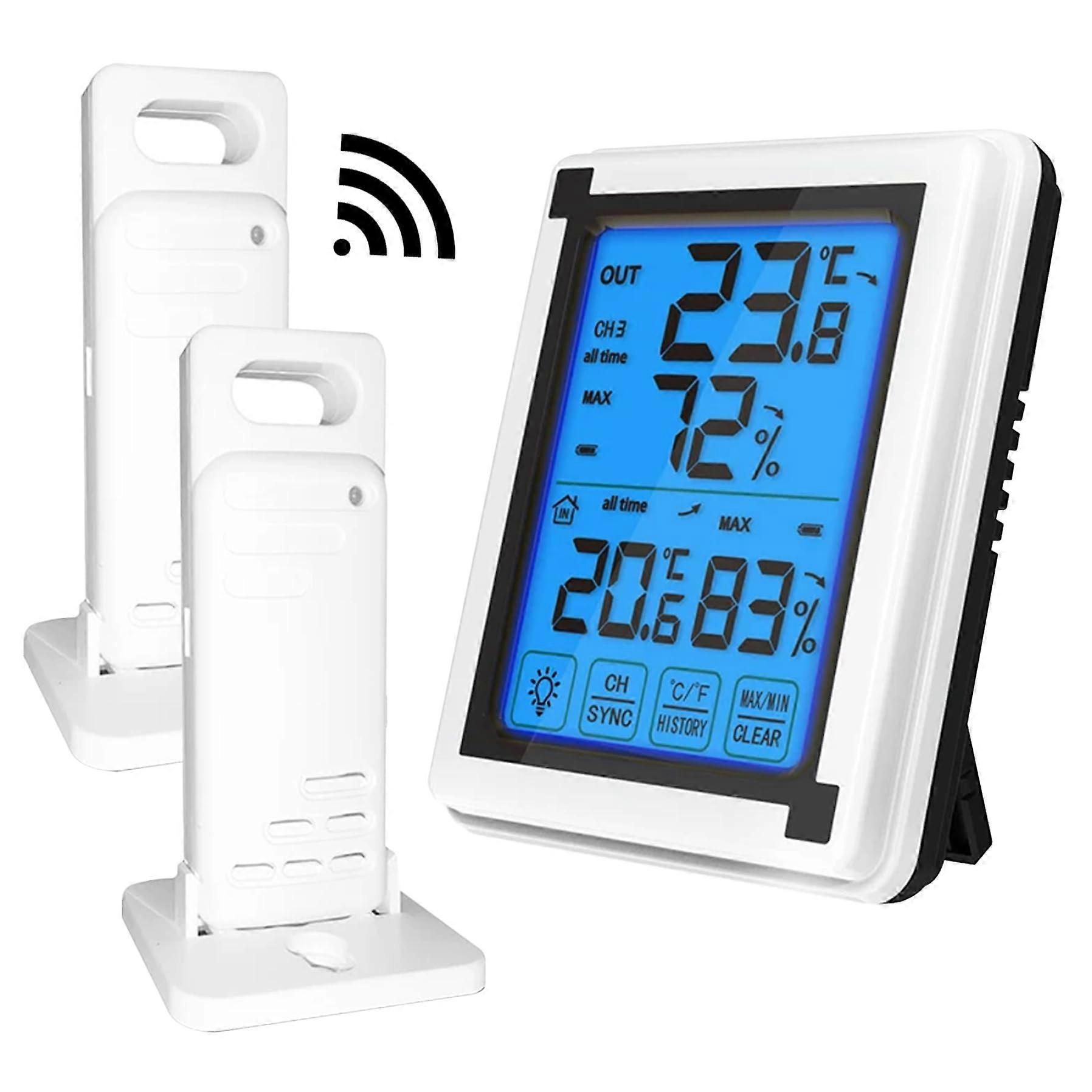 Wireless Indoor Outdoor Thermometer with 2 Sensors, LCD Weather Station, Temperature and Humidity Display