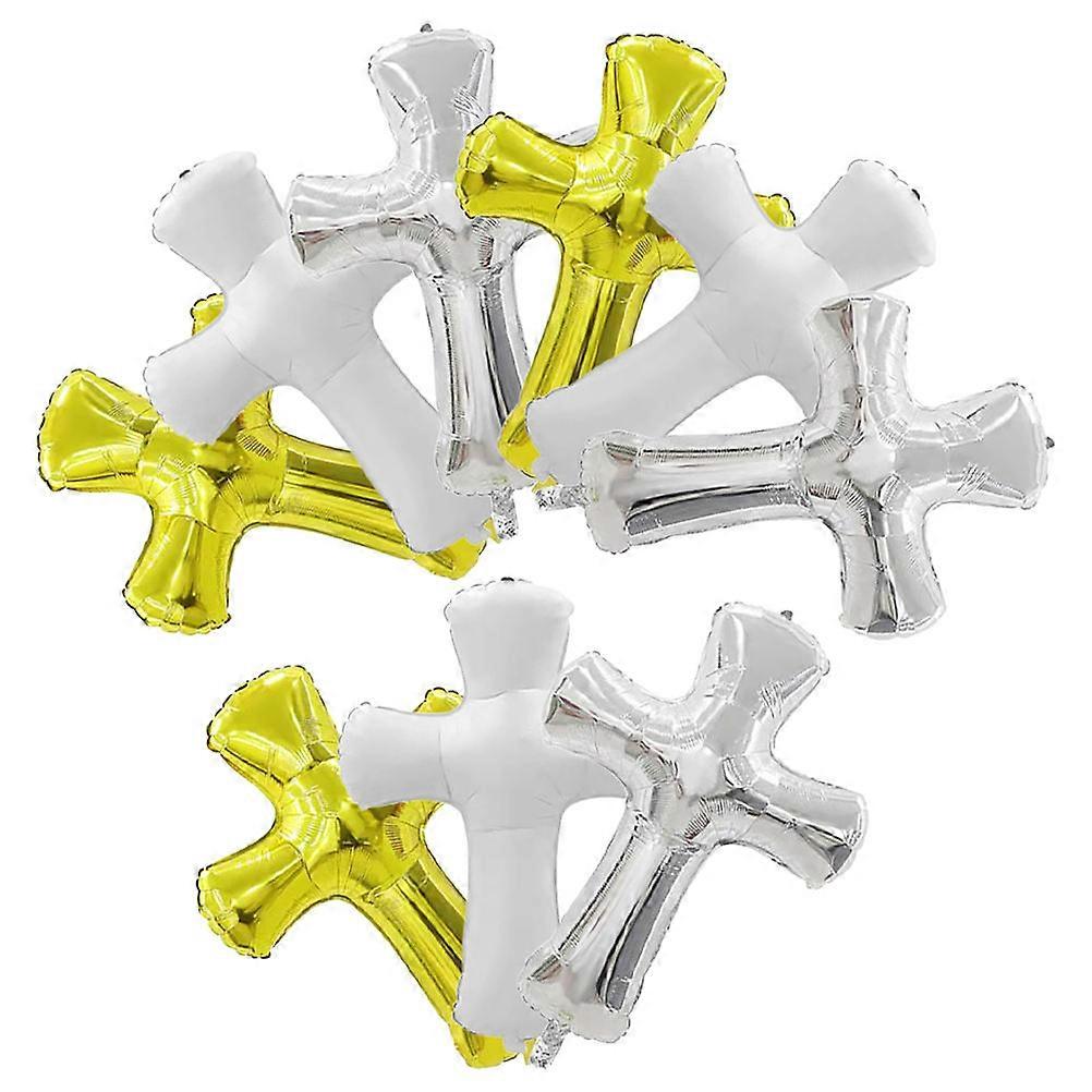 Unique Cross Shape 9Pcs Helium Balloons Ideal For Baby Baptism Decorations Creating A Festive Atmosphere During Special Religious Occasions