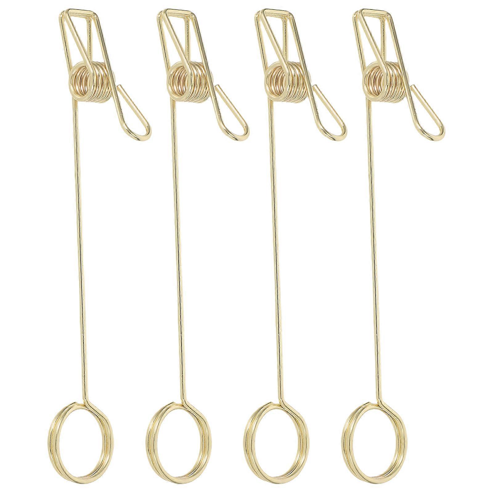 Golden Metal Double Headed Card Holder Clips for Fixing Use 4Pcs Multi-Function