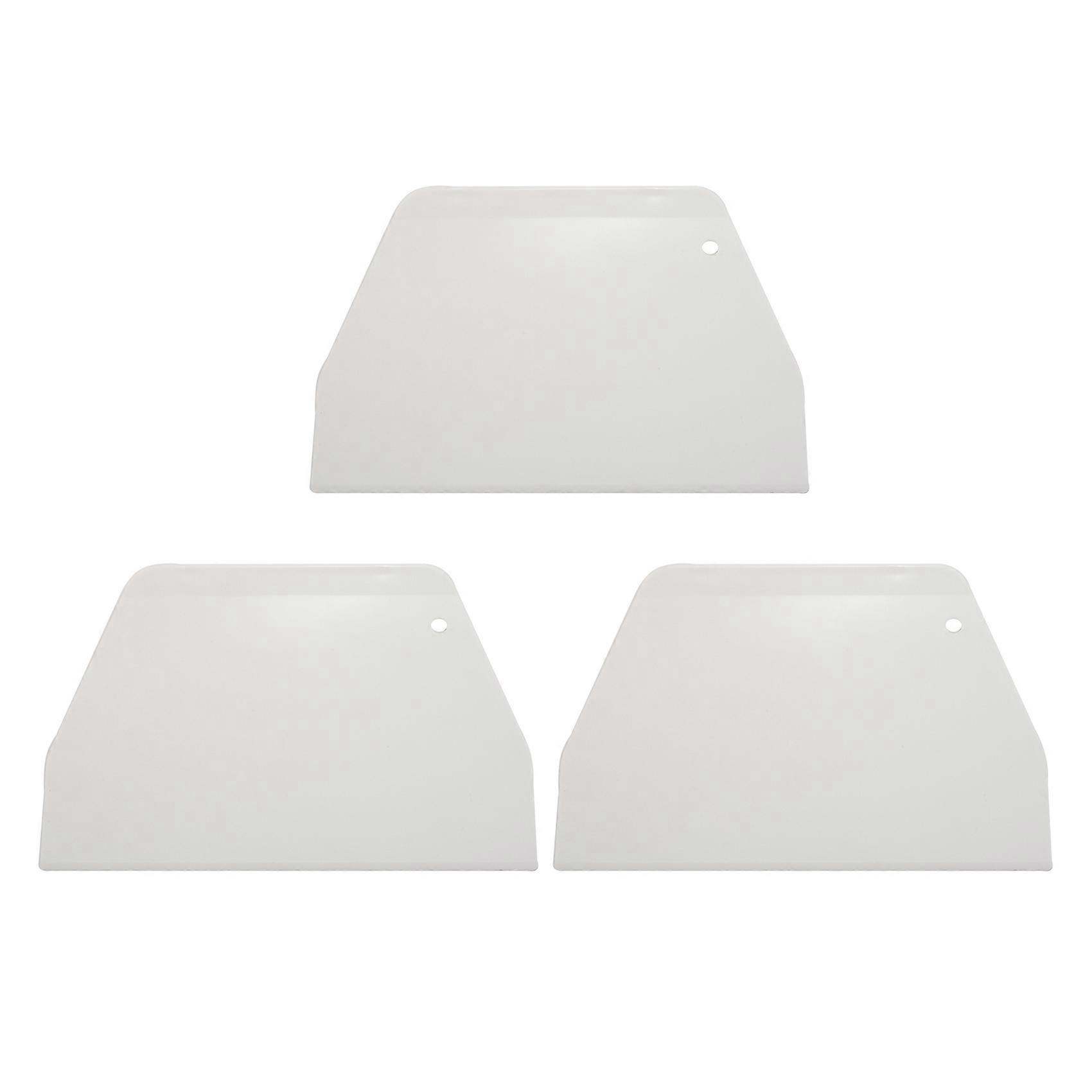 3X 19 cm x 12.5cm Flat White Plastic Cake Decorator Dough Pastry Scraper Tool
