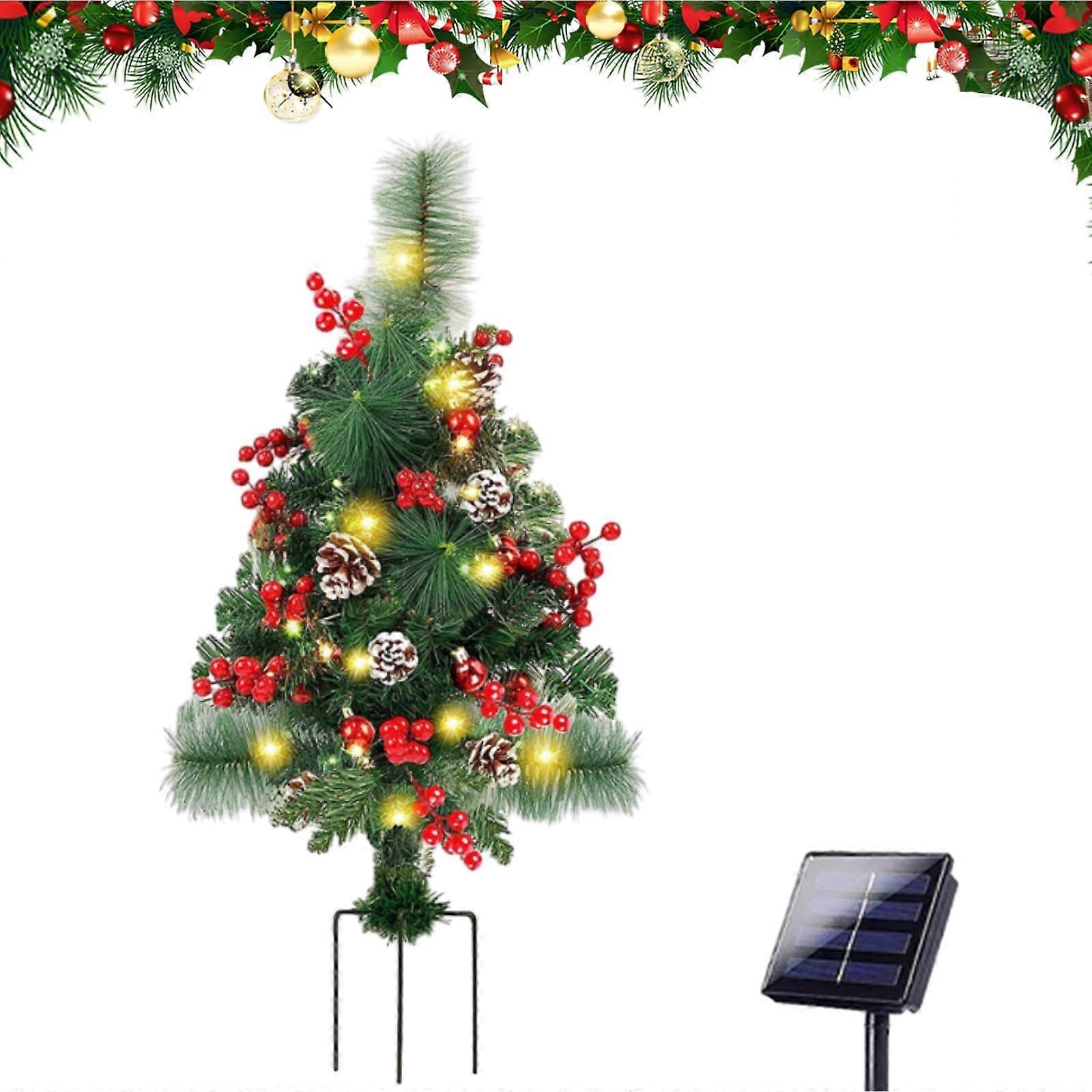 30 Inch Prelit Artificial Christmas Tree with Warm LED Lights and Pinecone Berry Decorations