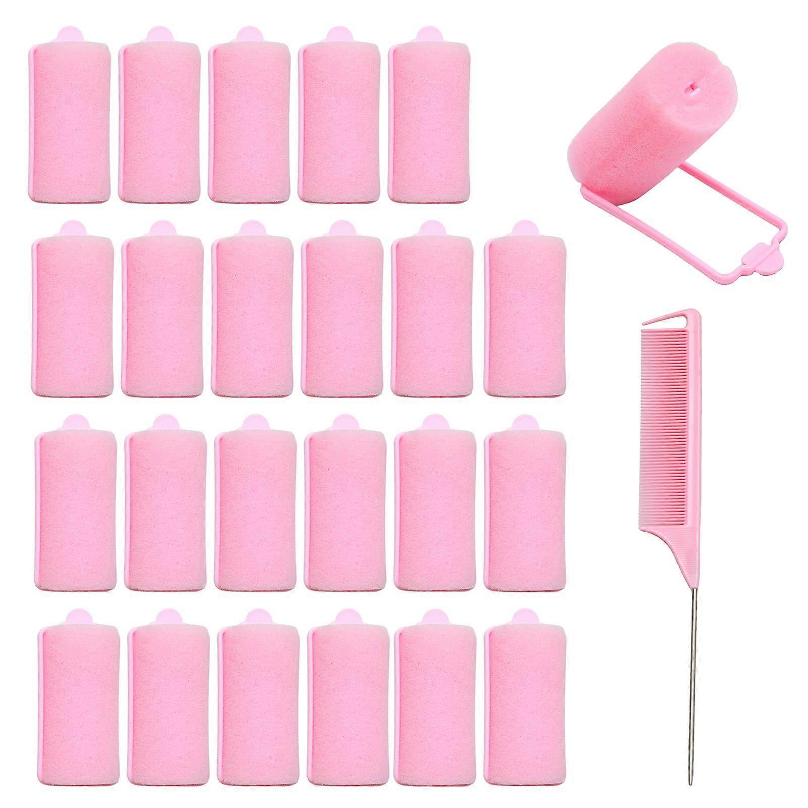 24PCS Foam Hair Rollers Set 1.18 Inch Soft Sleeping Sponge Curlers with Rat Tail Comb