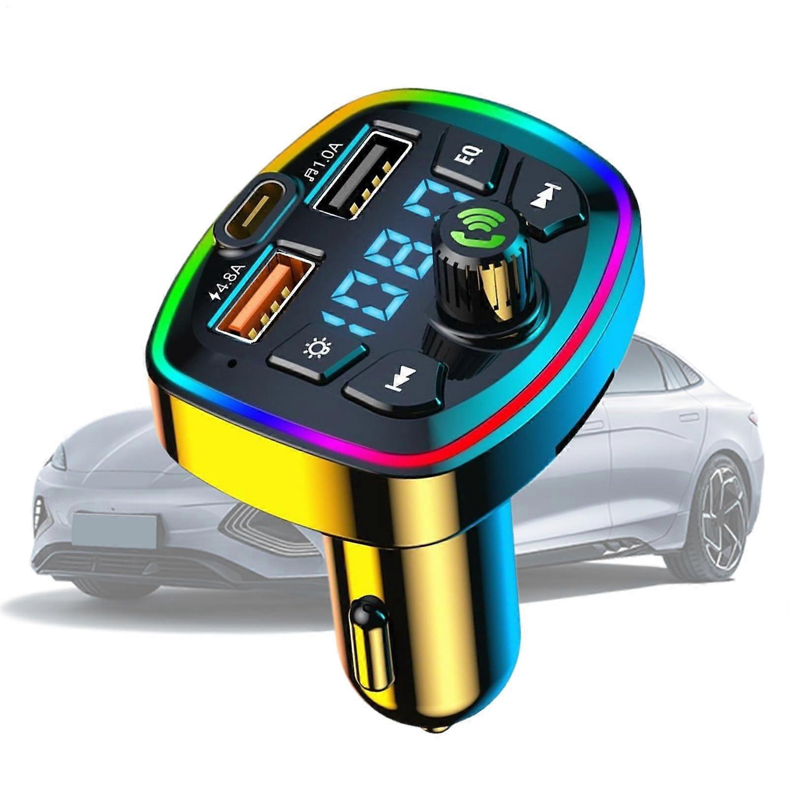 Car Wireless Transmitter Digital Display 2Port Fast Charging Audio Music Adapter For Phone PC Vehicle Radio Travel