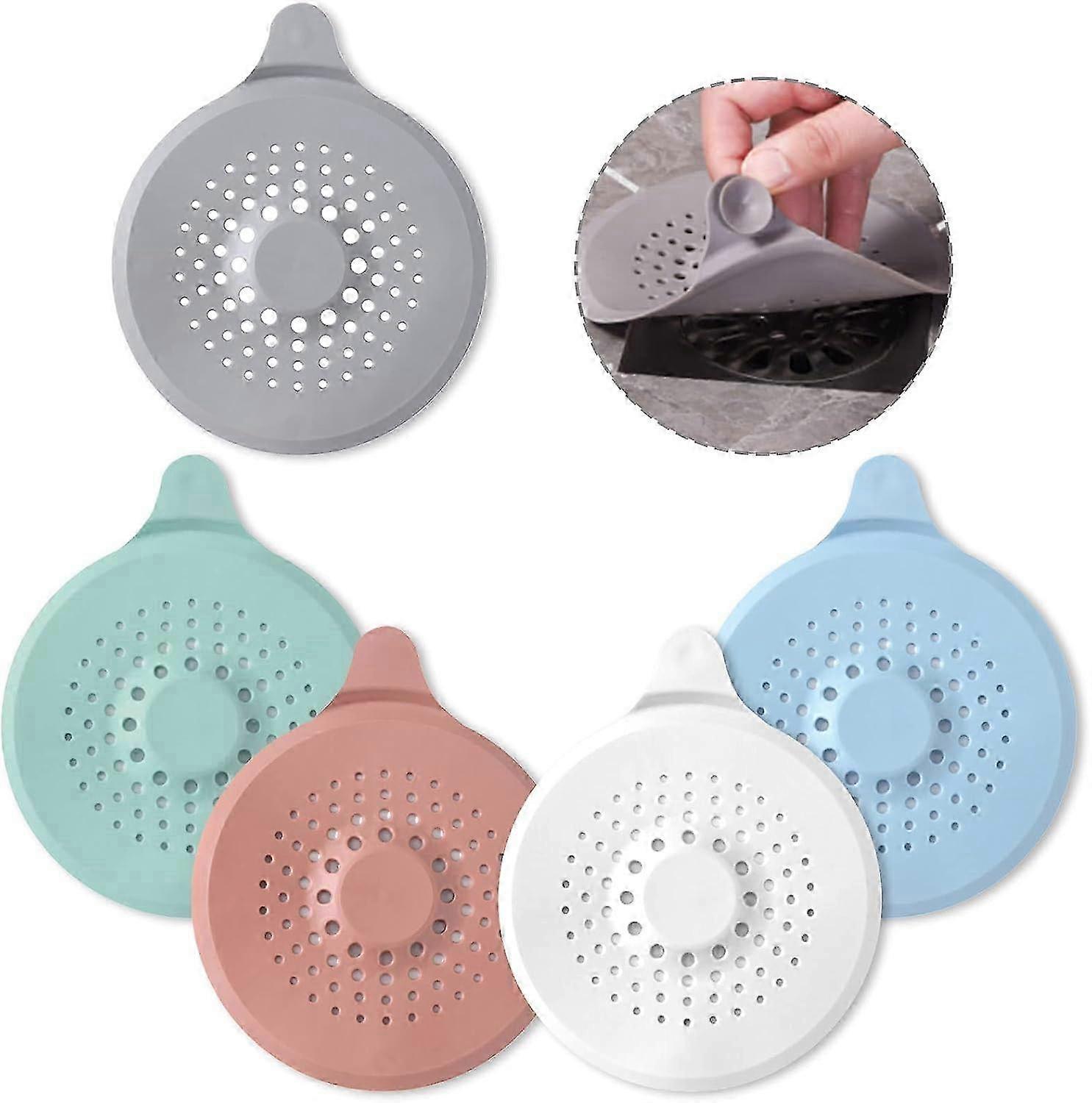 5-pack Silicone Drain Protector With Suction Cup