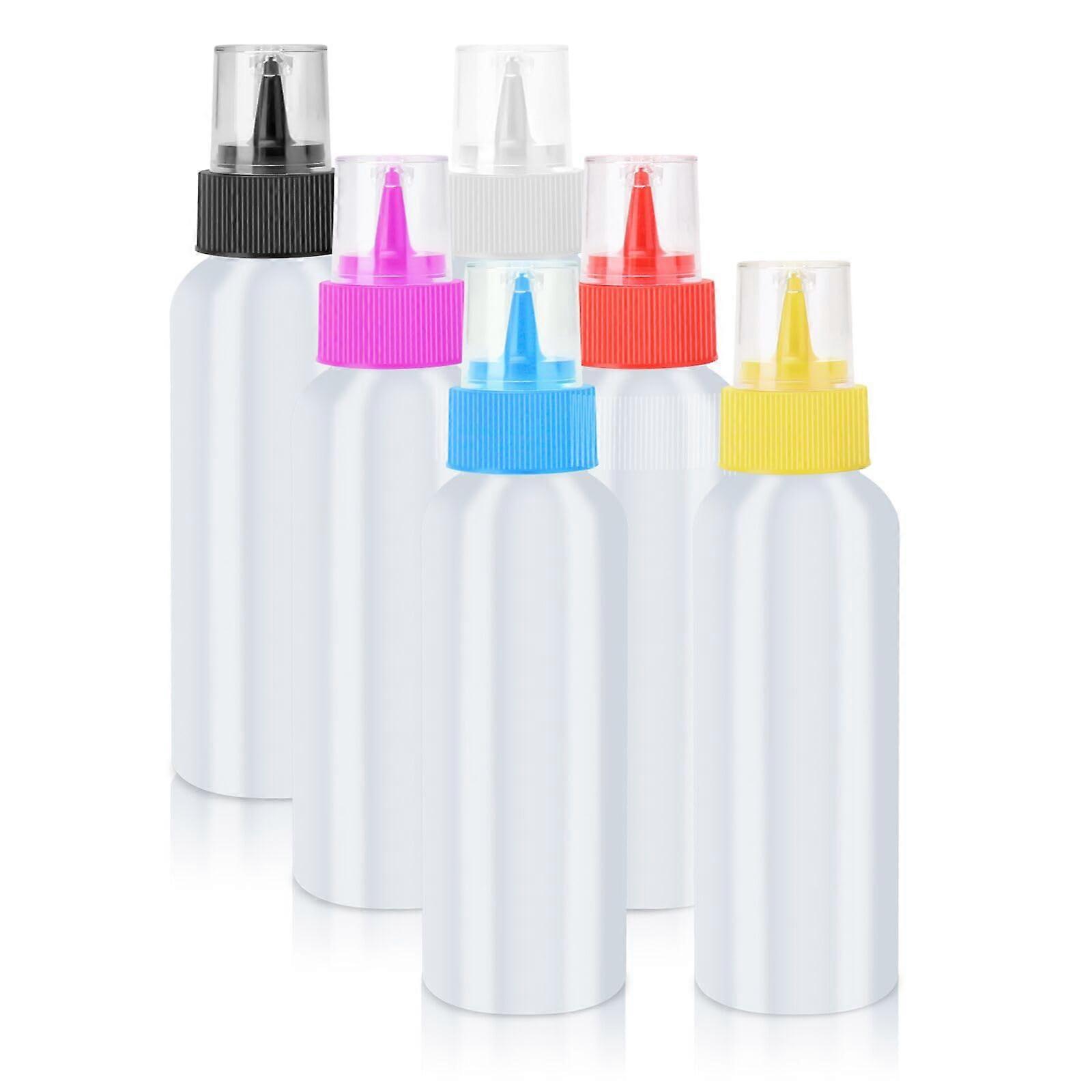 6 Pcs 4oz Cake Decorating Squeeze Bottles Set with ColorCoded Caps for Icing and Sauces