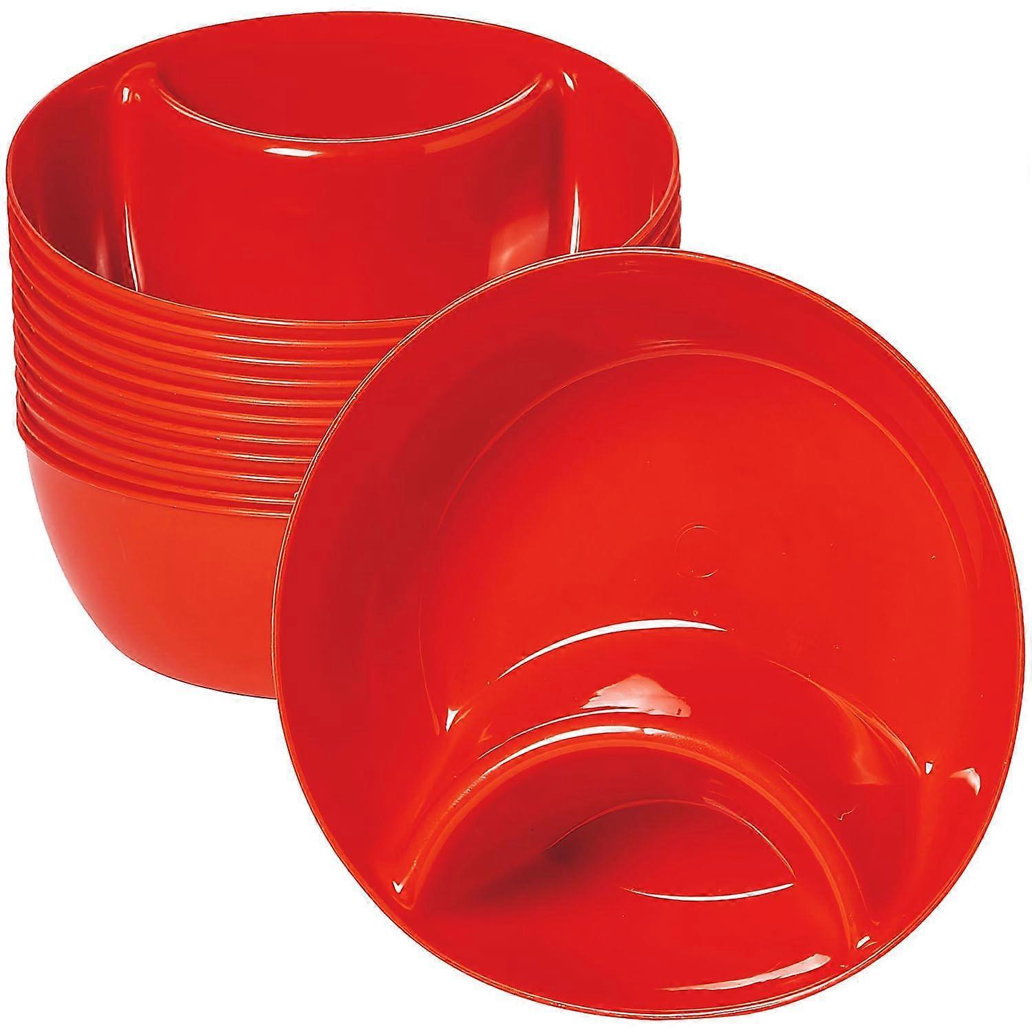 Red Plastic Chip and Dip Bowls 6 Inch Stackable Party Serving Set for Fiesta and Game Day 12 Pack