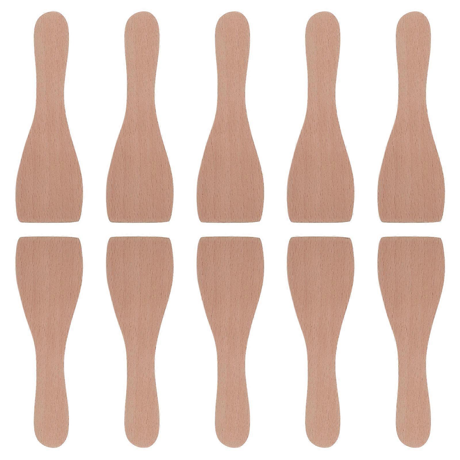 Wood Pan Spatulas Small Straight for Cooking Frying 10Pcs Set