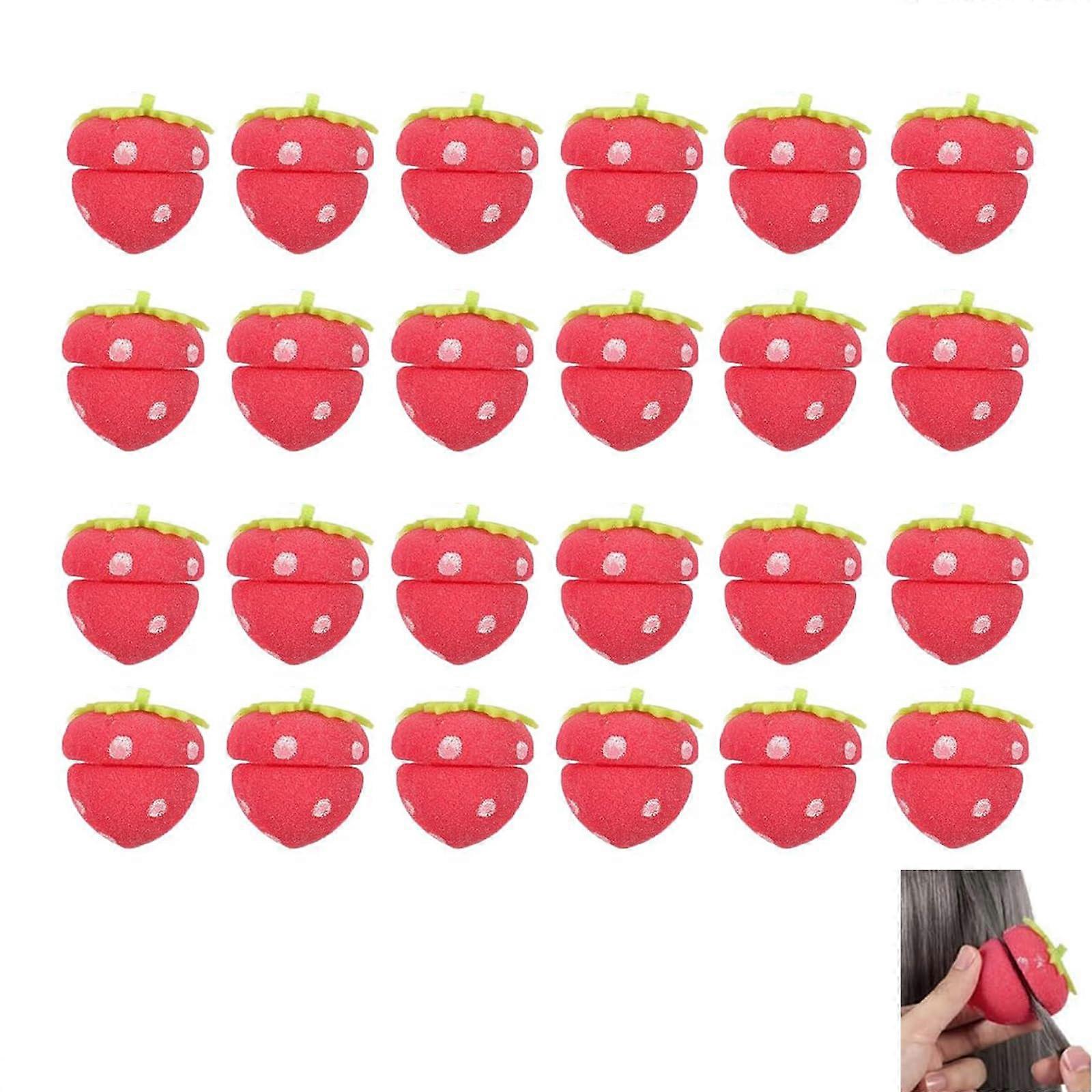 Heatless Hair Curlers Foam Rollers with Cute Strawberry Shape for Overnight Curls Travel Use 24pcs