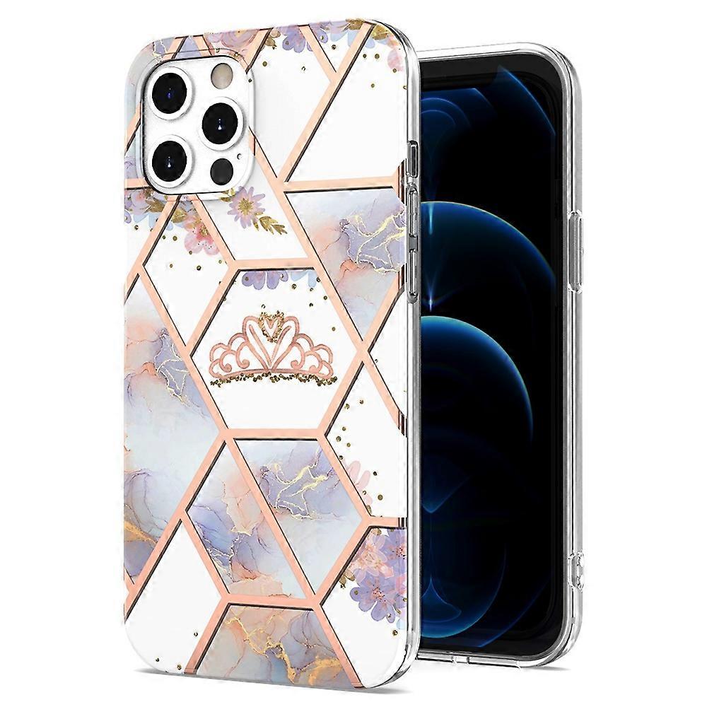 2.0mm IMD IML Electroplating Marble TPU Case with Flower Pattern for iPhone 12/12 Pro 