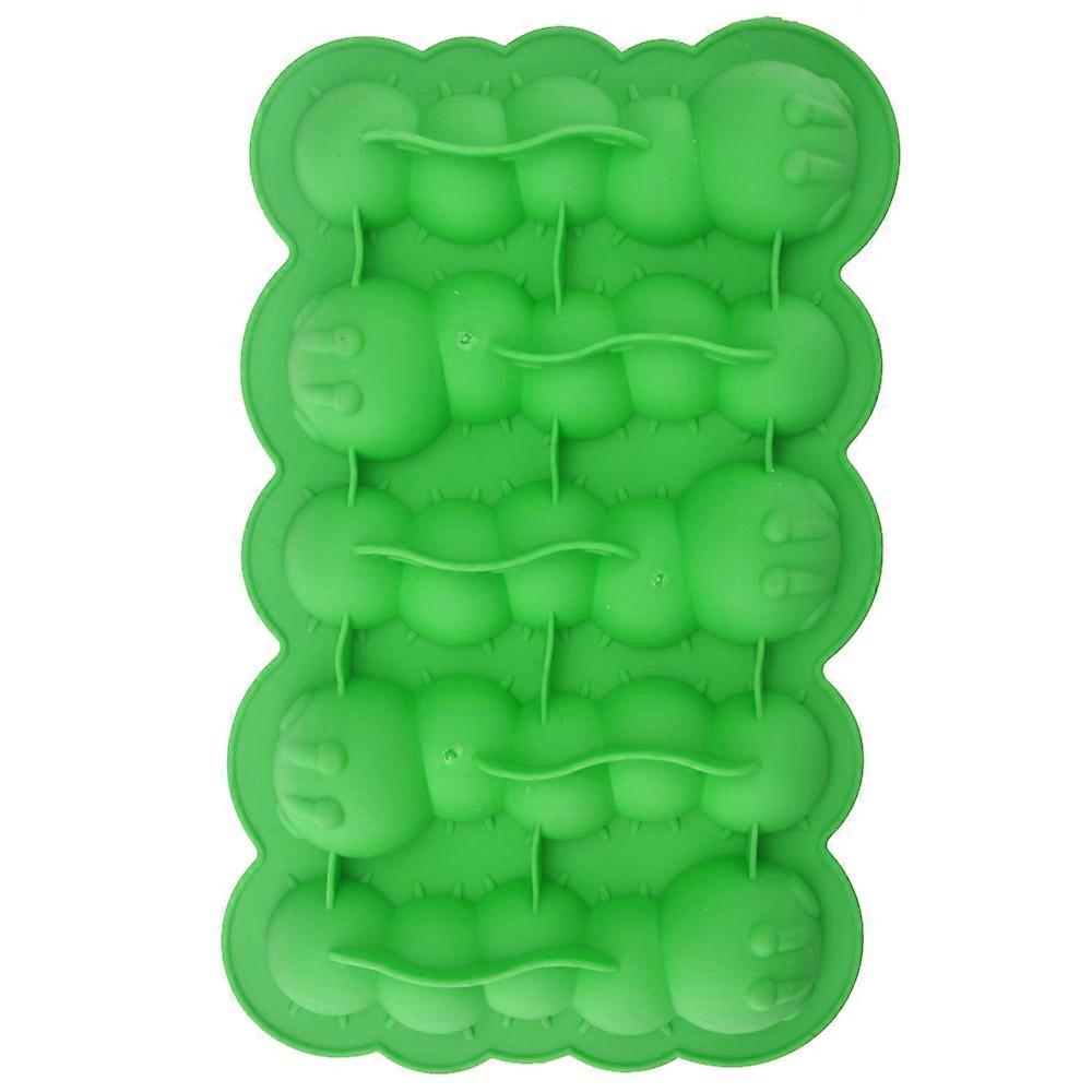 Caterpillar Shaped Ice Maker Tray for Ice Ball Making Green Mold