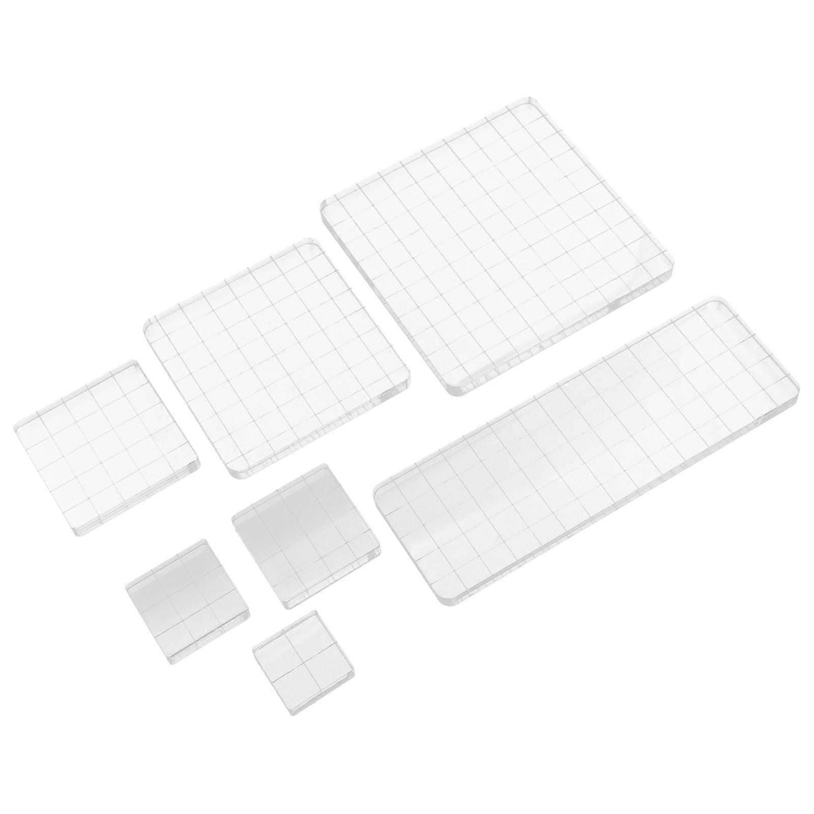 Clear Stamp Block Acrylic Stamp Block for Precise Stamping 7Pcs Set