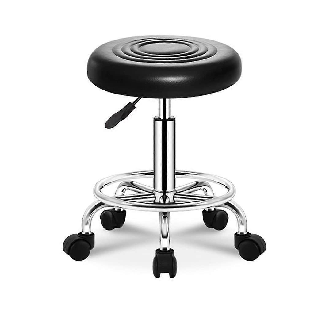 Adjustable Rolling Stool with Wheels PU Leather Chrome Frame for Salon Spa Tattoo Ergonomic Seat