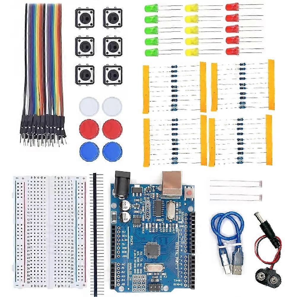 DIY Electronic Starter Kit for UNO R3 Arduino,12-in-1 Programmable Electronics Circuit Board Set for Coding Education