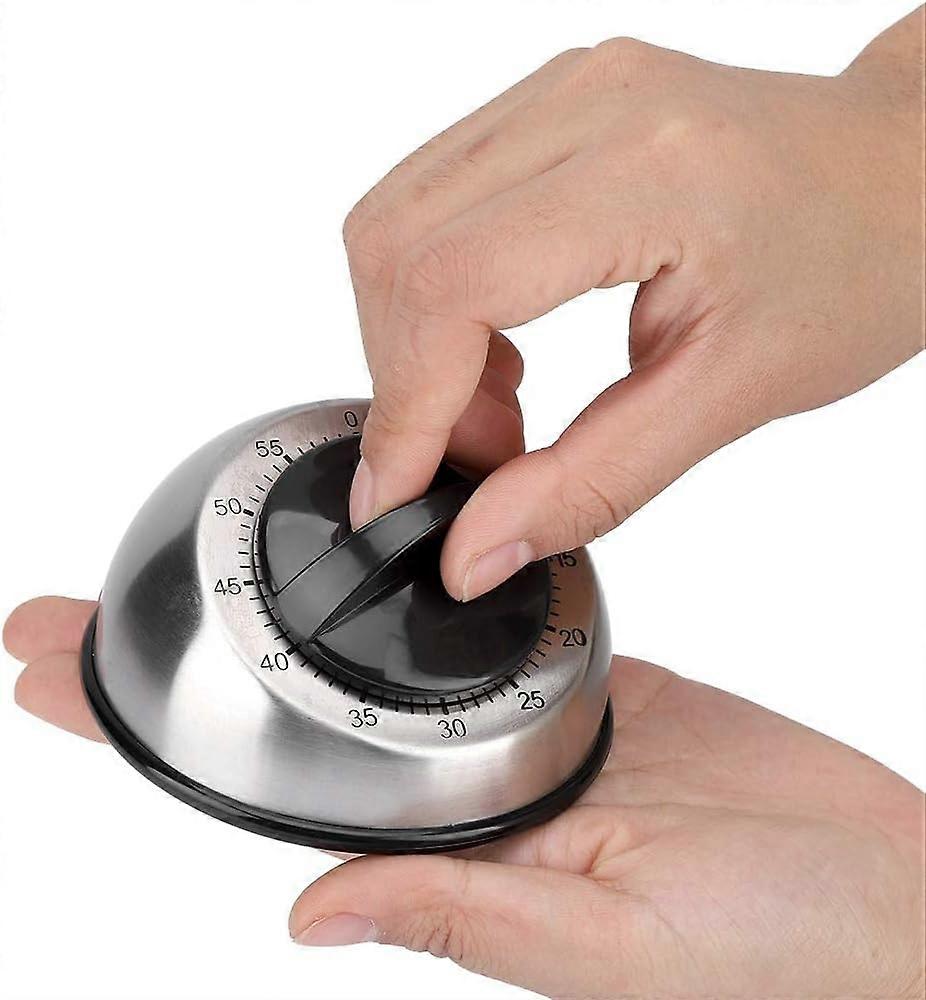 60-Minute Mechanical Kitchen Timer, Stainless Steel