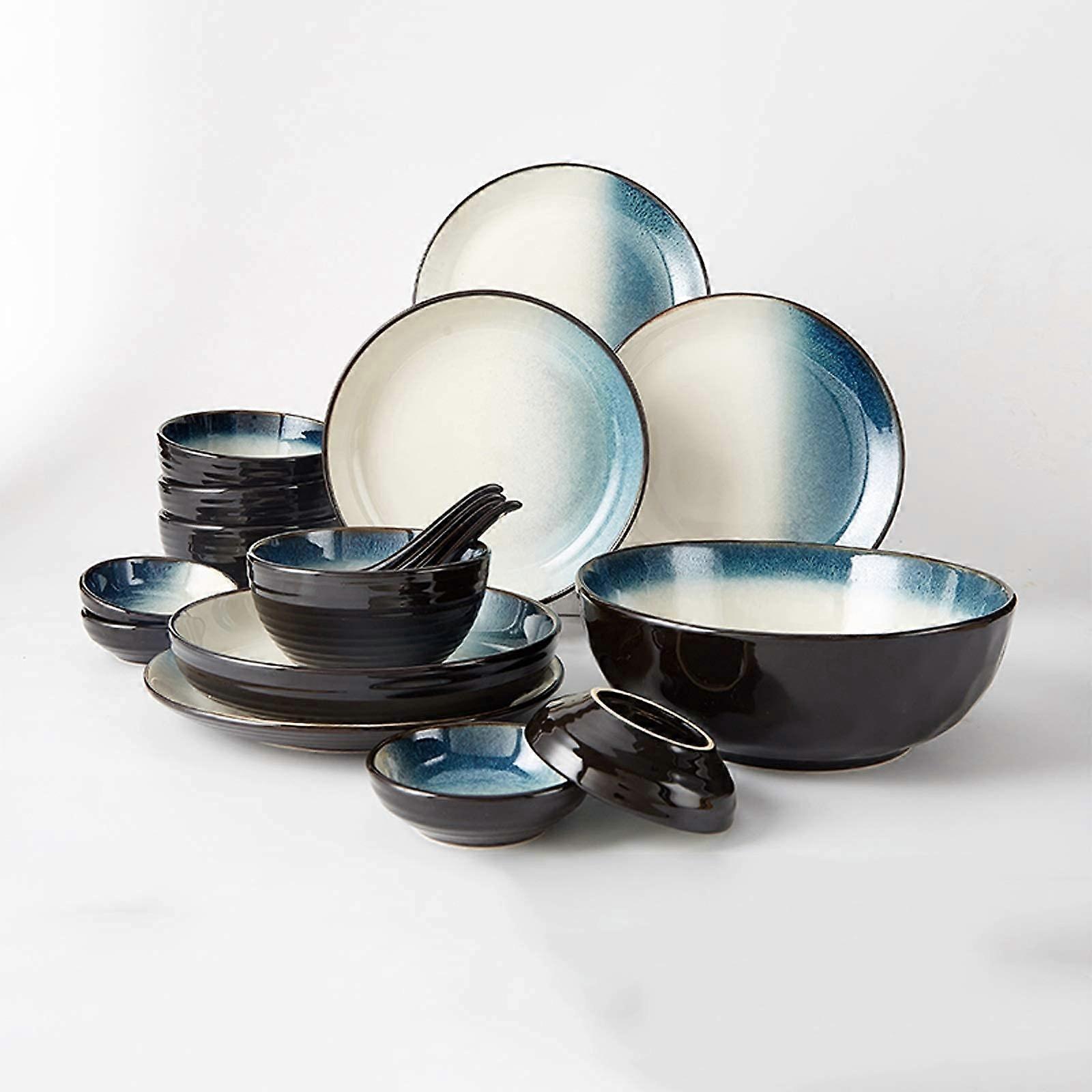 18Piece Ceramic Dinnerware Set for 4, Elegant Glazed Dinner Plates, Microwave and Dishwasher Safe