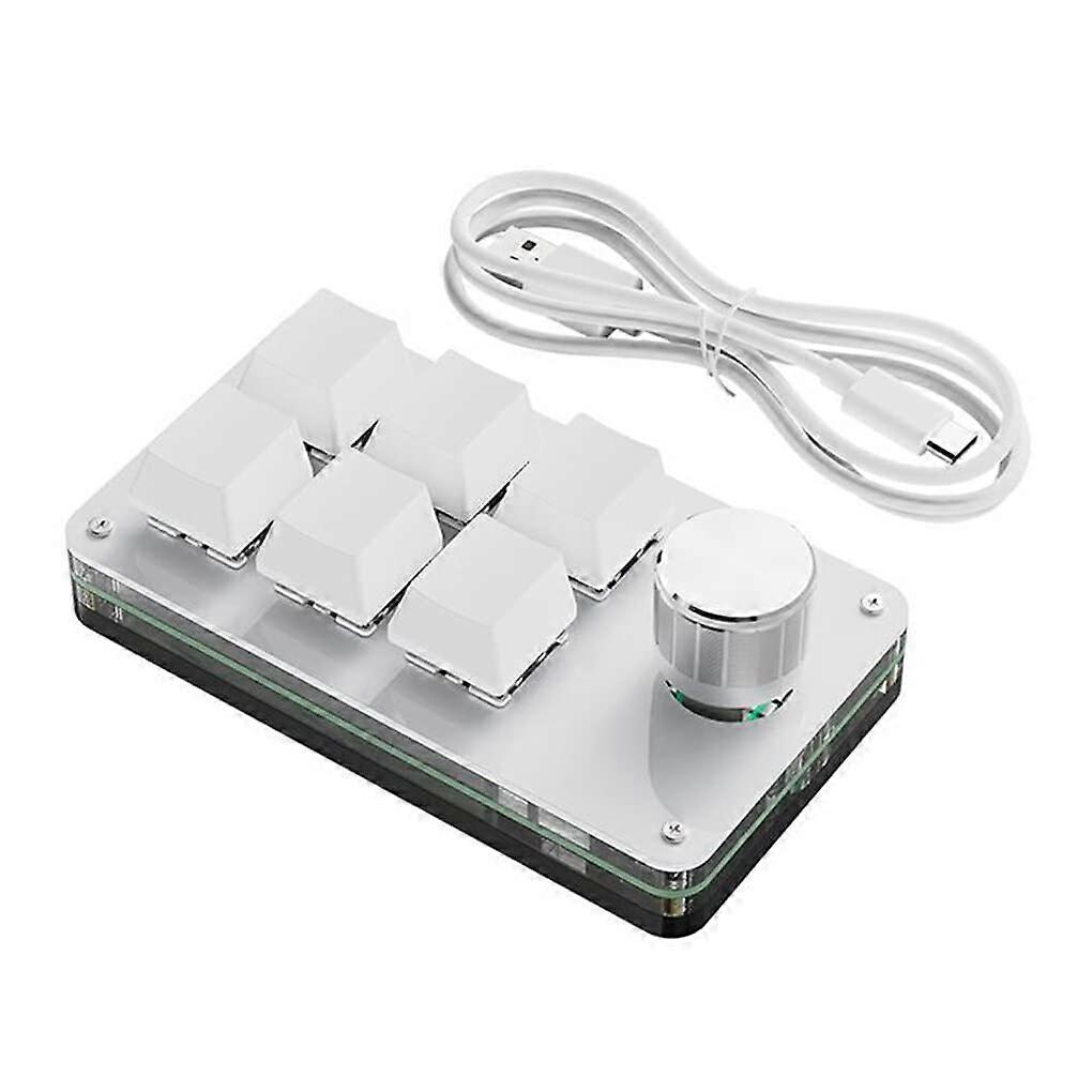 Gaming Keypad USB Mechanical 6Key Programmable Mini Keyboard for PC with Shortcut Keys, White