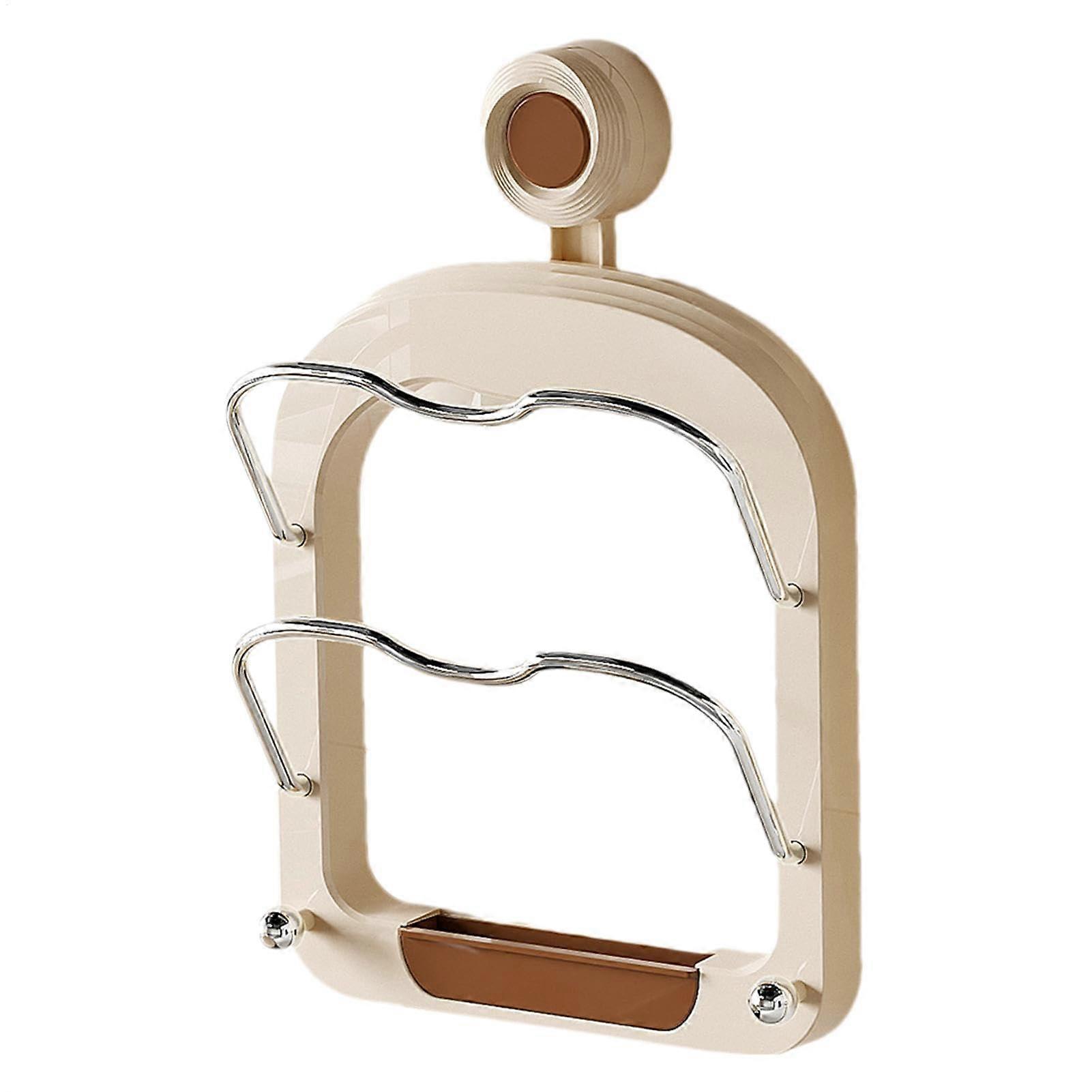 Wall Mounted Pot Lid Holder with Suction Cup, SpaceSaving Pan Cover Rack for Kitchen, Brown